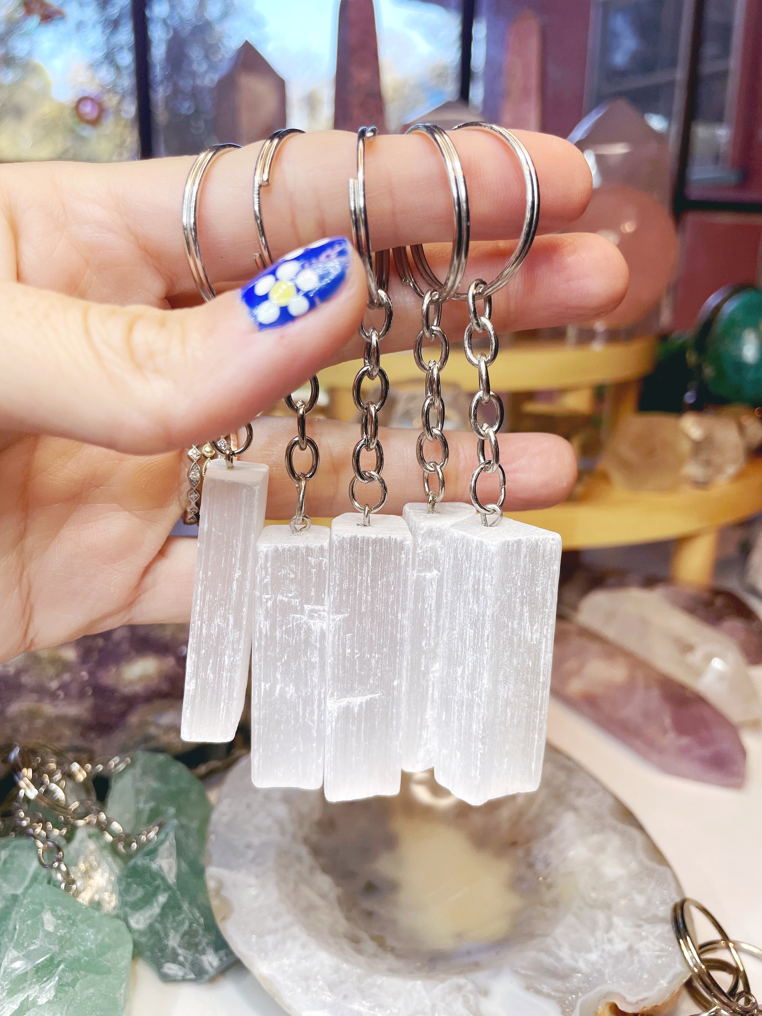 Selenite Keychain - Baltic Mermaid