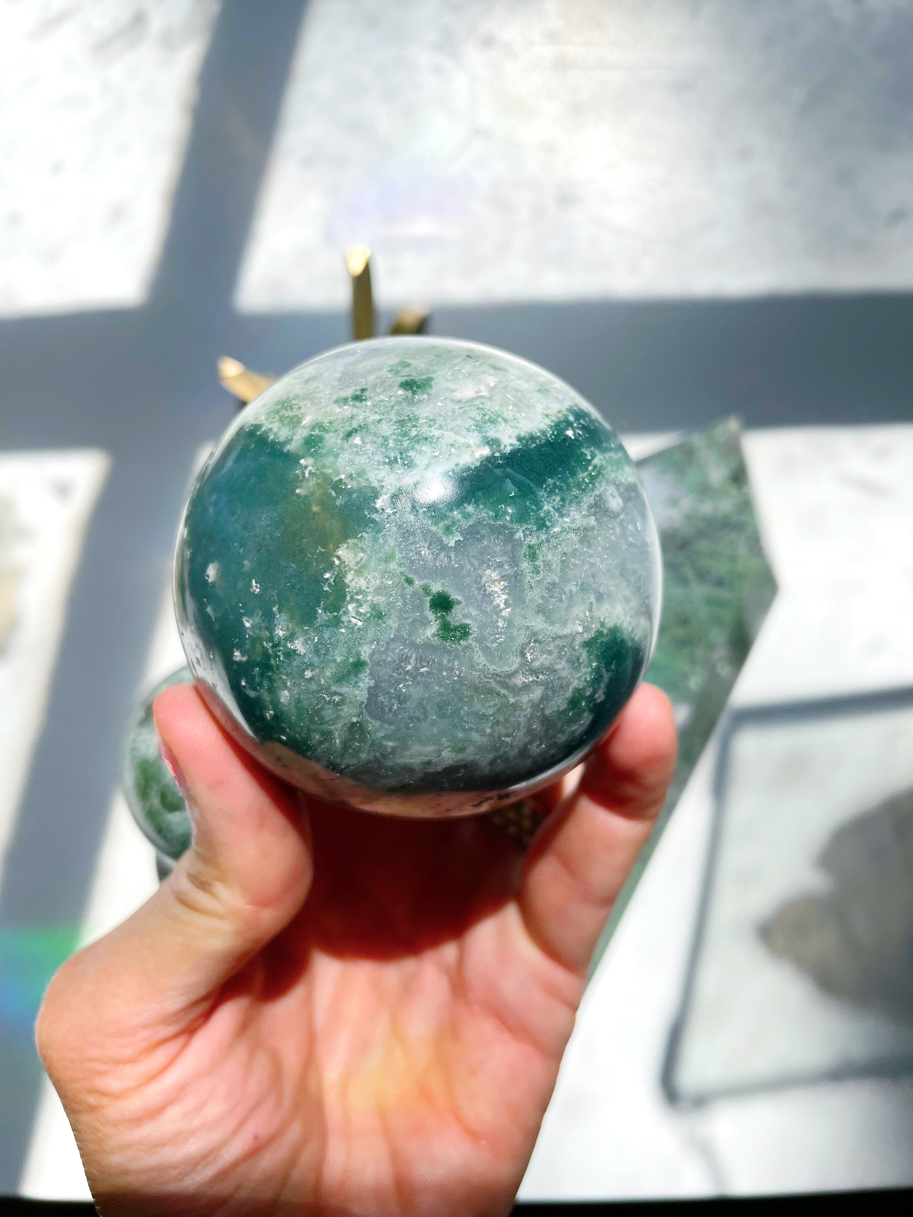 Moss Agate Sphere - Baltic Mermaid