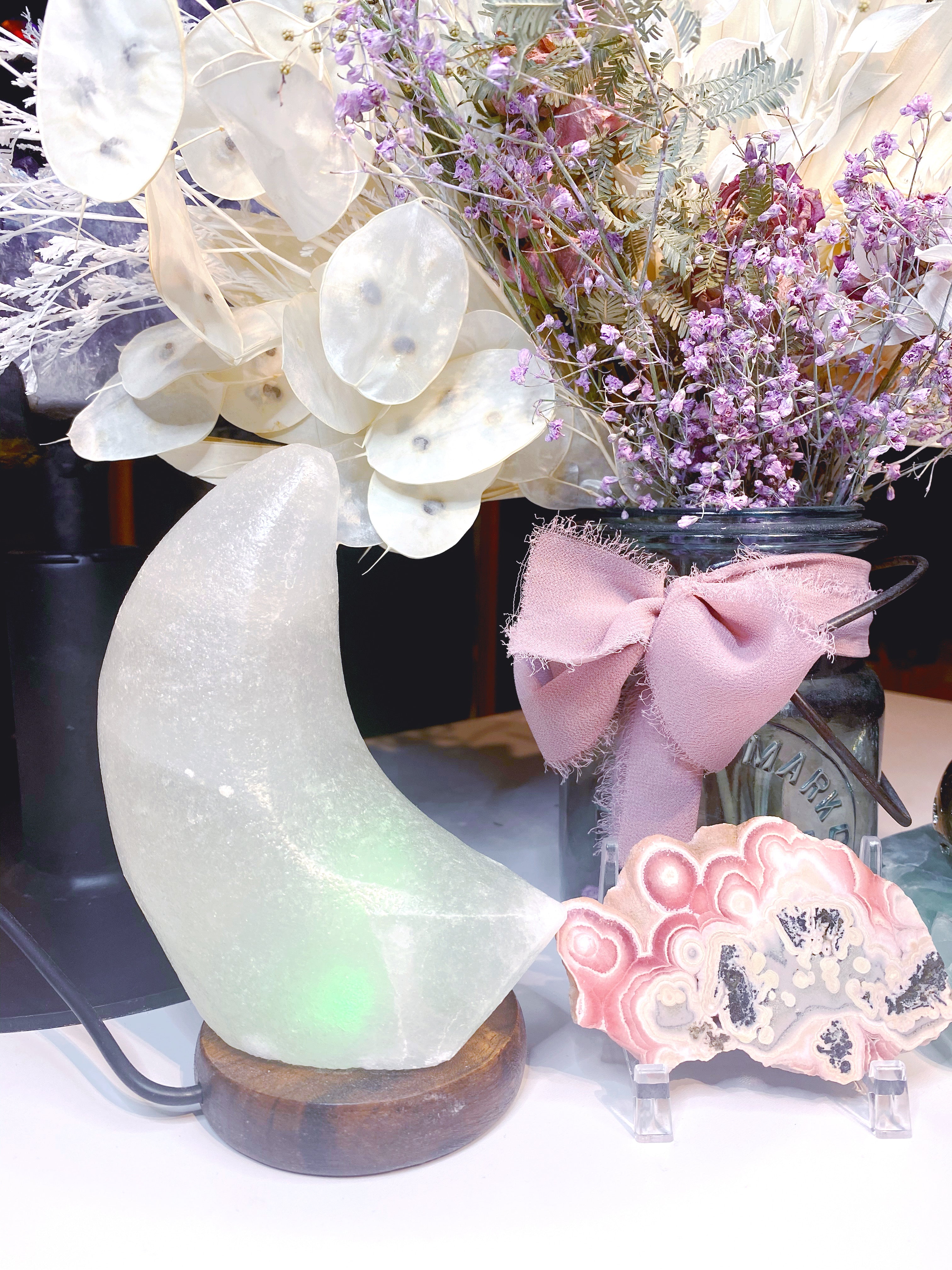 Crescent Moon Salt Lamp - White - Baltic Mermaid