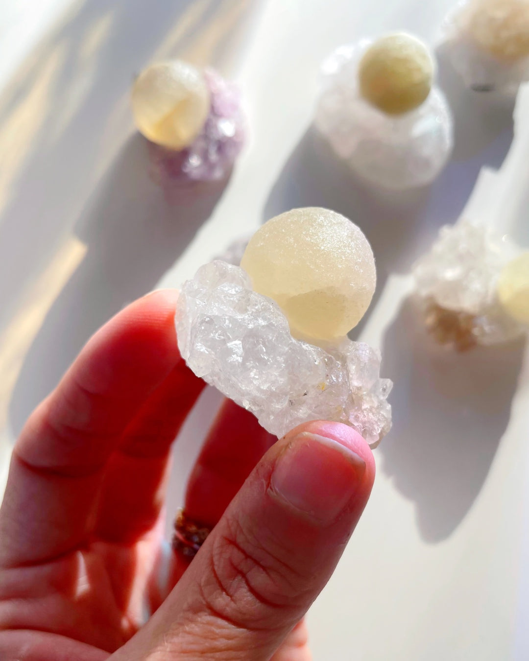 Rare Botryoidal Fluorite on Quartz “Fried Egg” - Baltic Mermaid