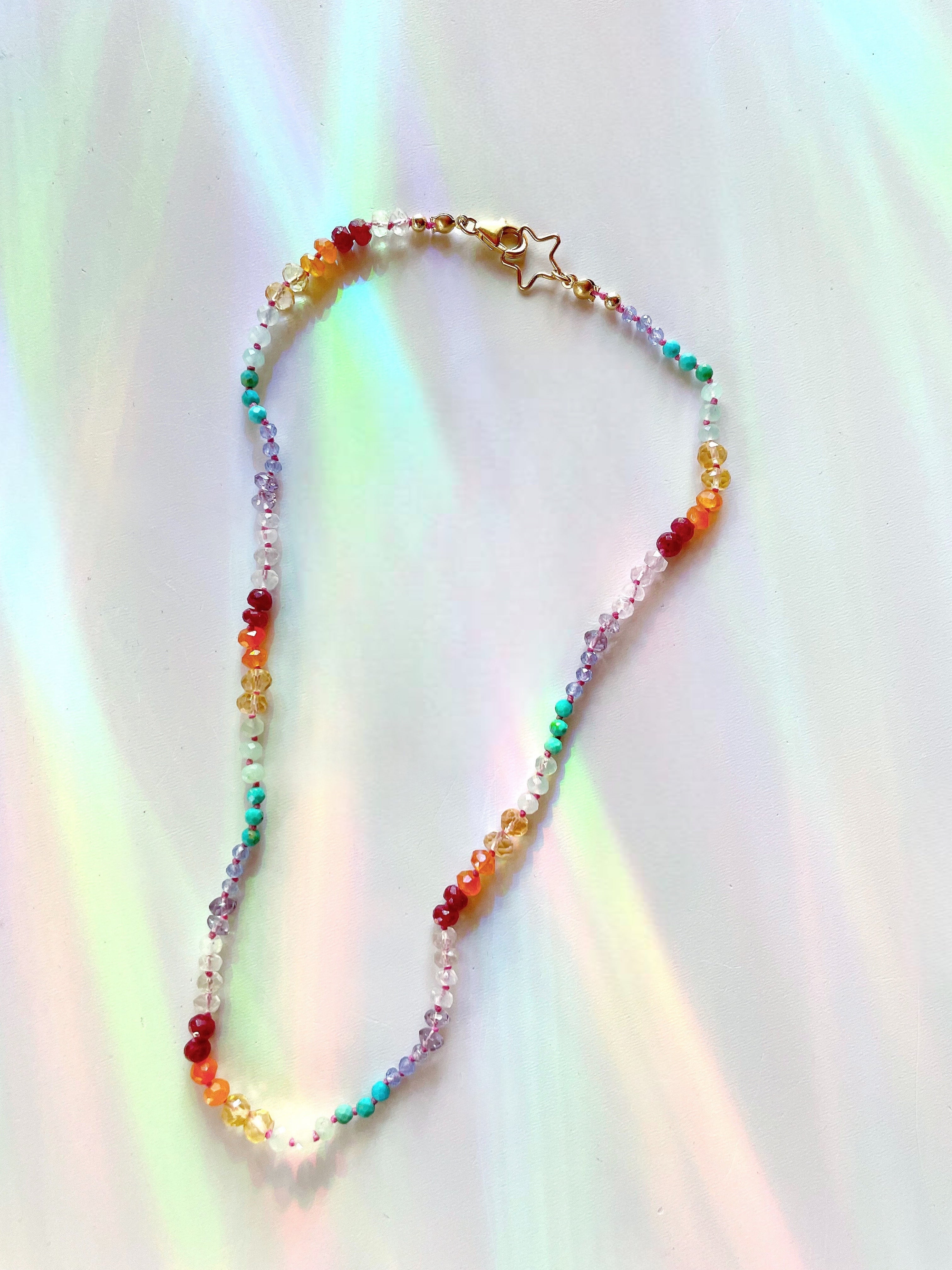 Rainbow Star Gemstone Candy Necklace - Baltic Mermaid