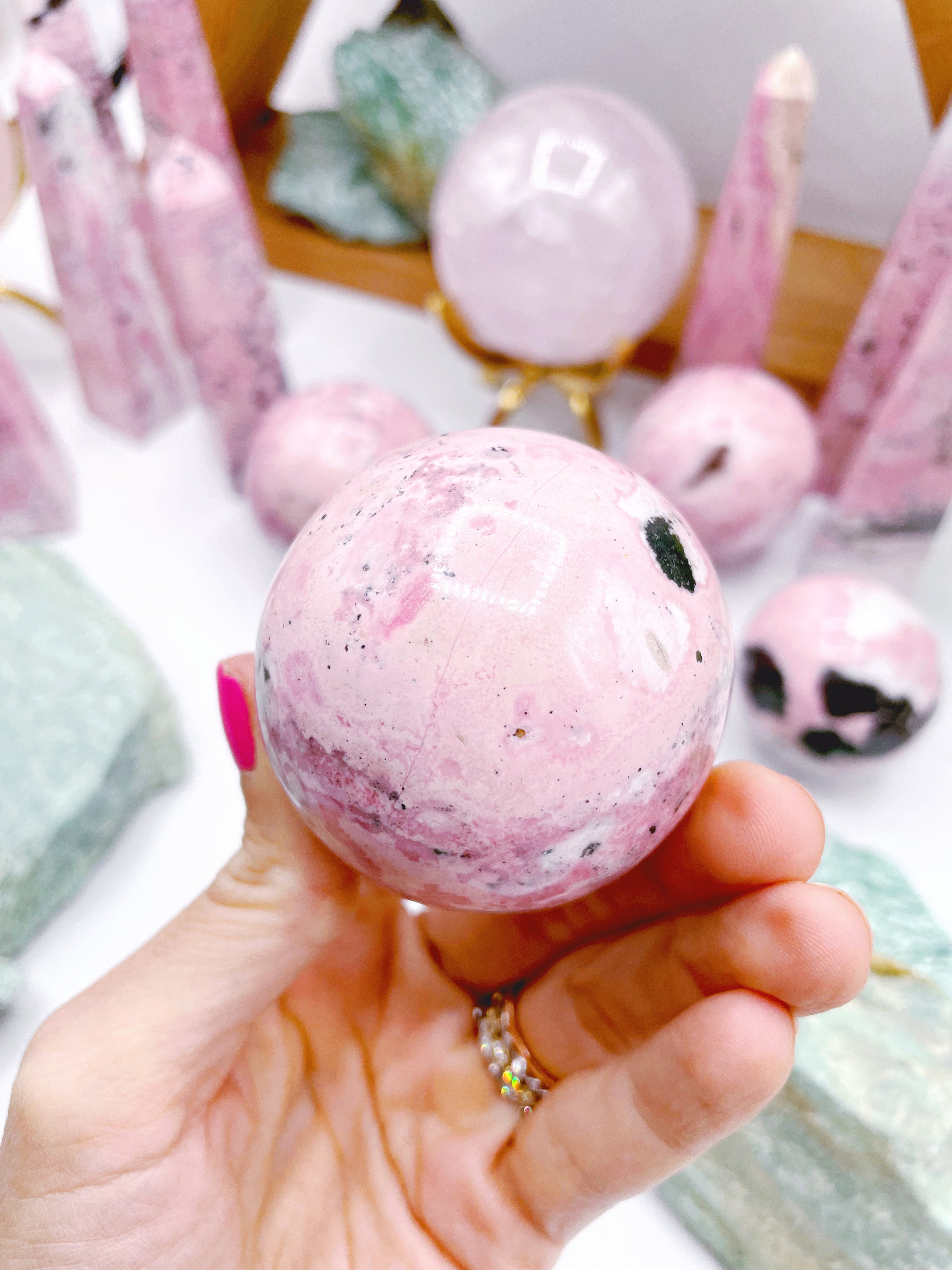 Rhodonite Sphere - Baltic Mermaid