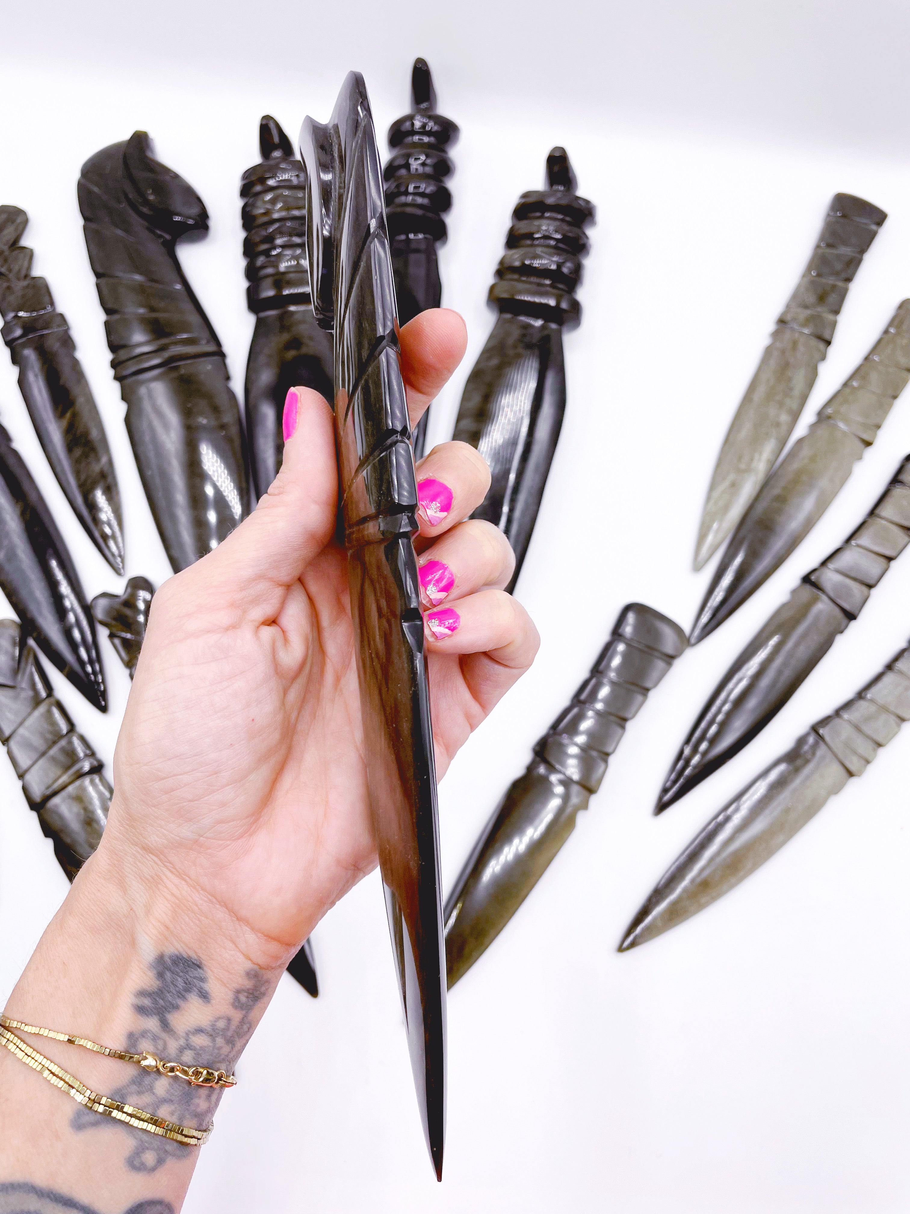 Gold Sheen Obsidian Sphinx Dagger - Baltic Mermaid