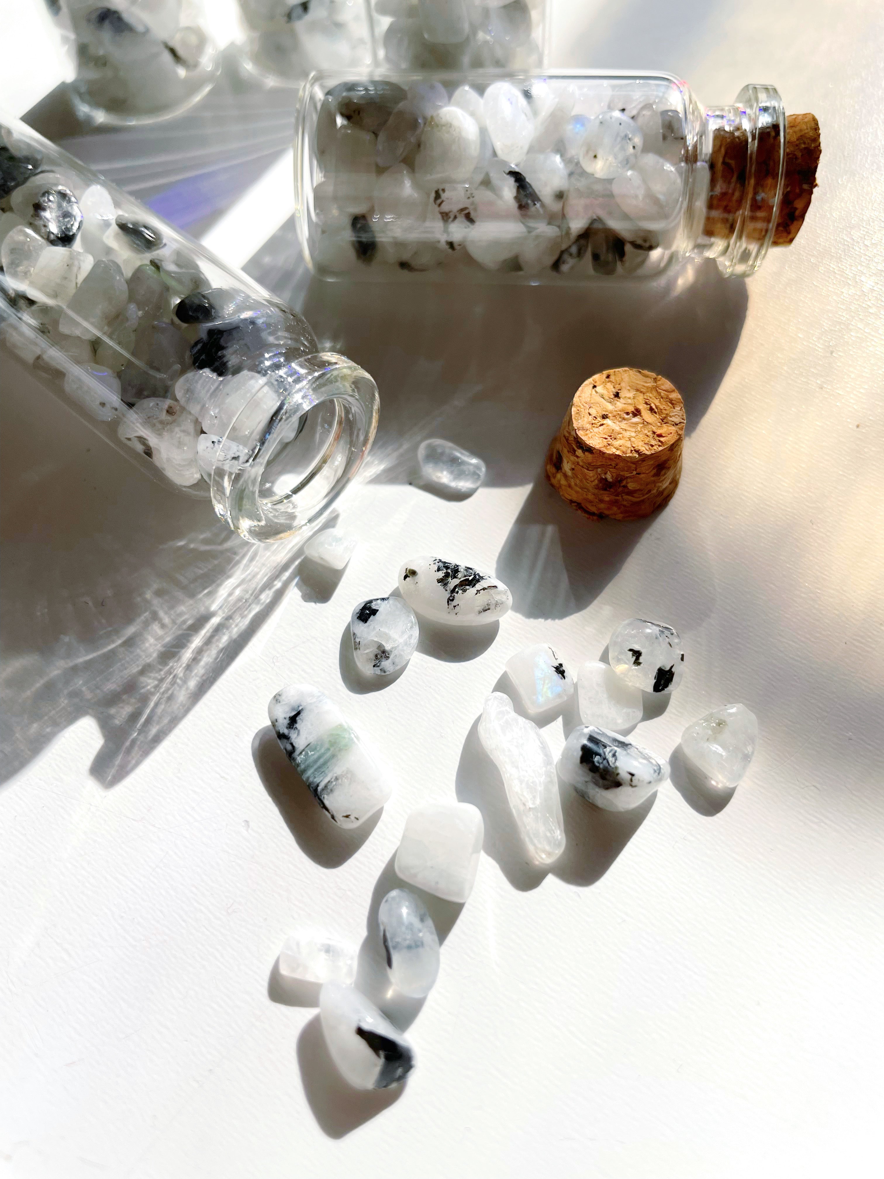 Rainbow Moonstone Chip Bottles - Baltic Mermaid