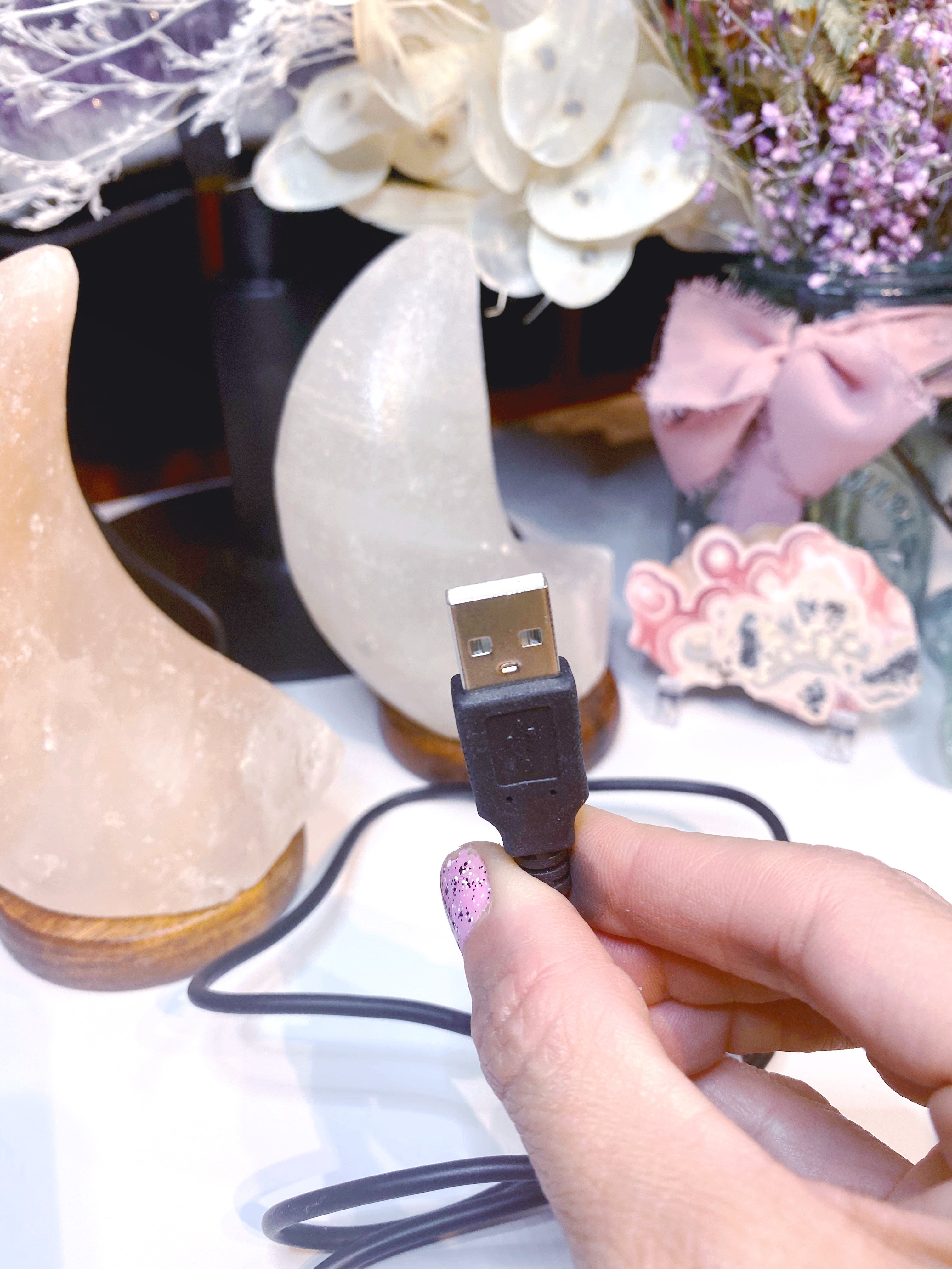 Crescent Moon Salt Lamp - White - Baltic Mermaid