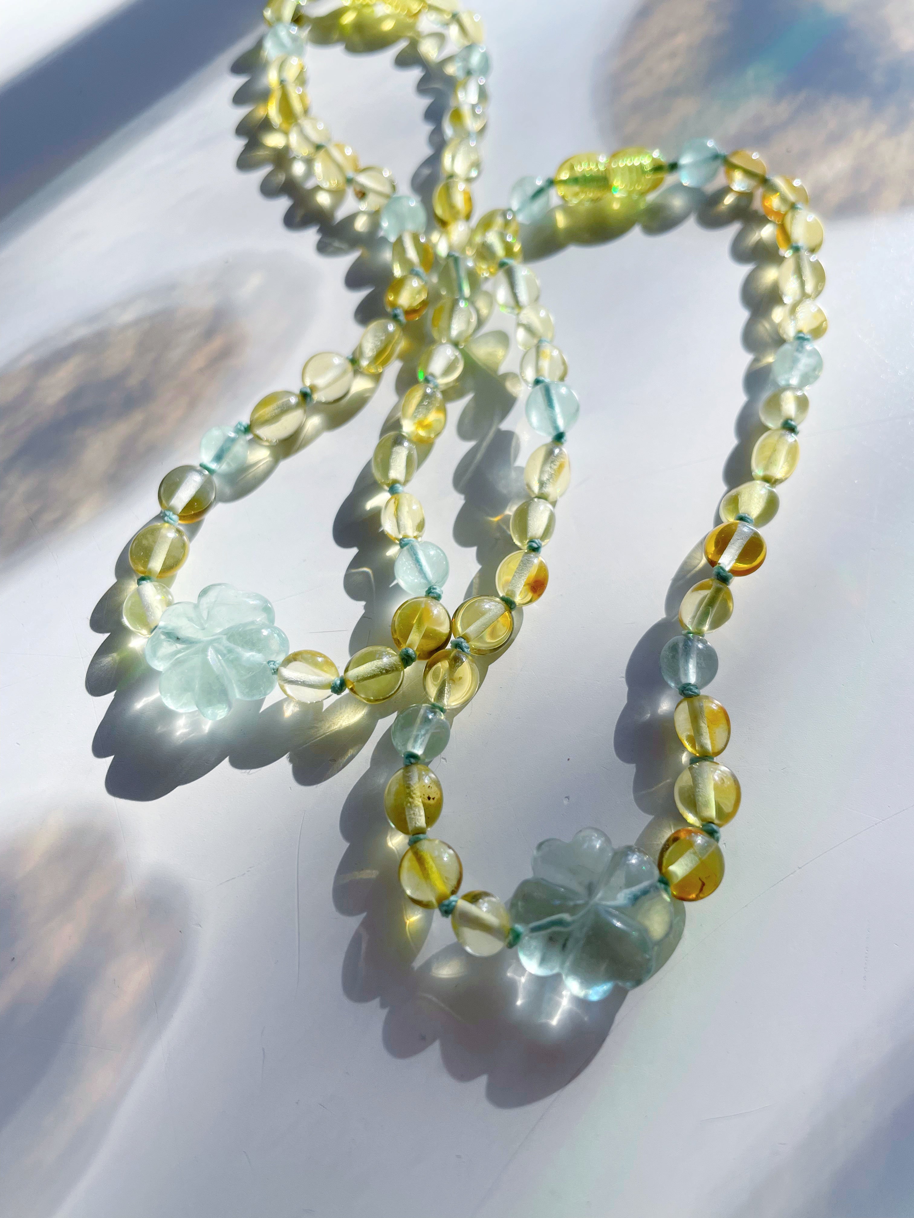 Lucky Clover Amber Necklace - Baltic Mermaid