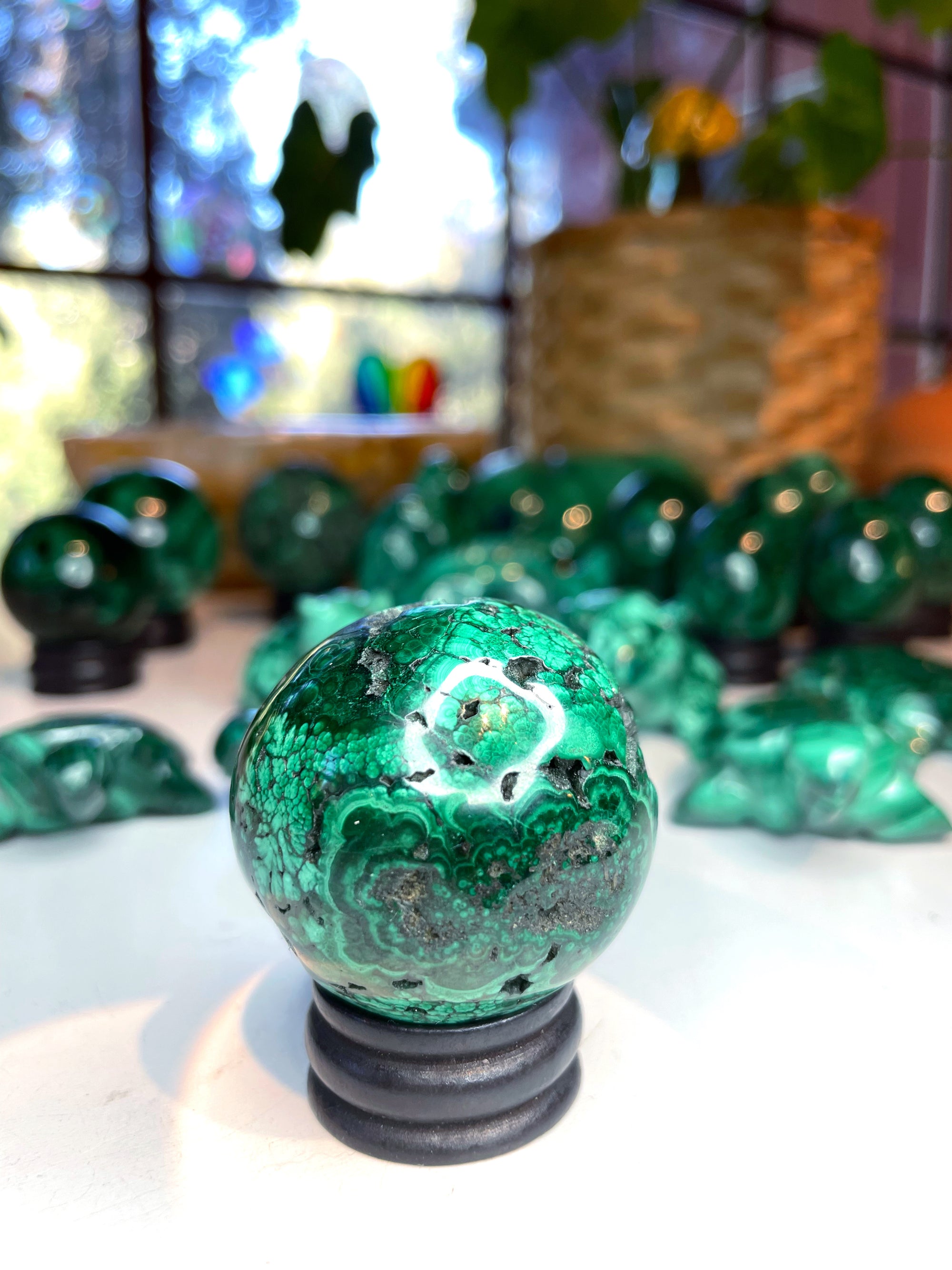 Malachite Carved Sphere