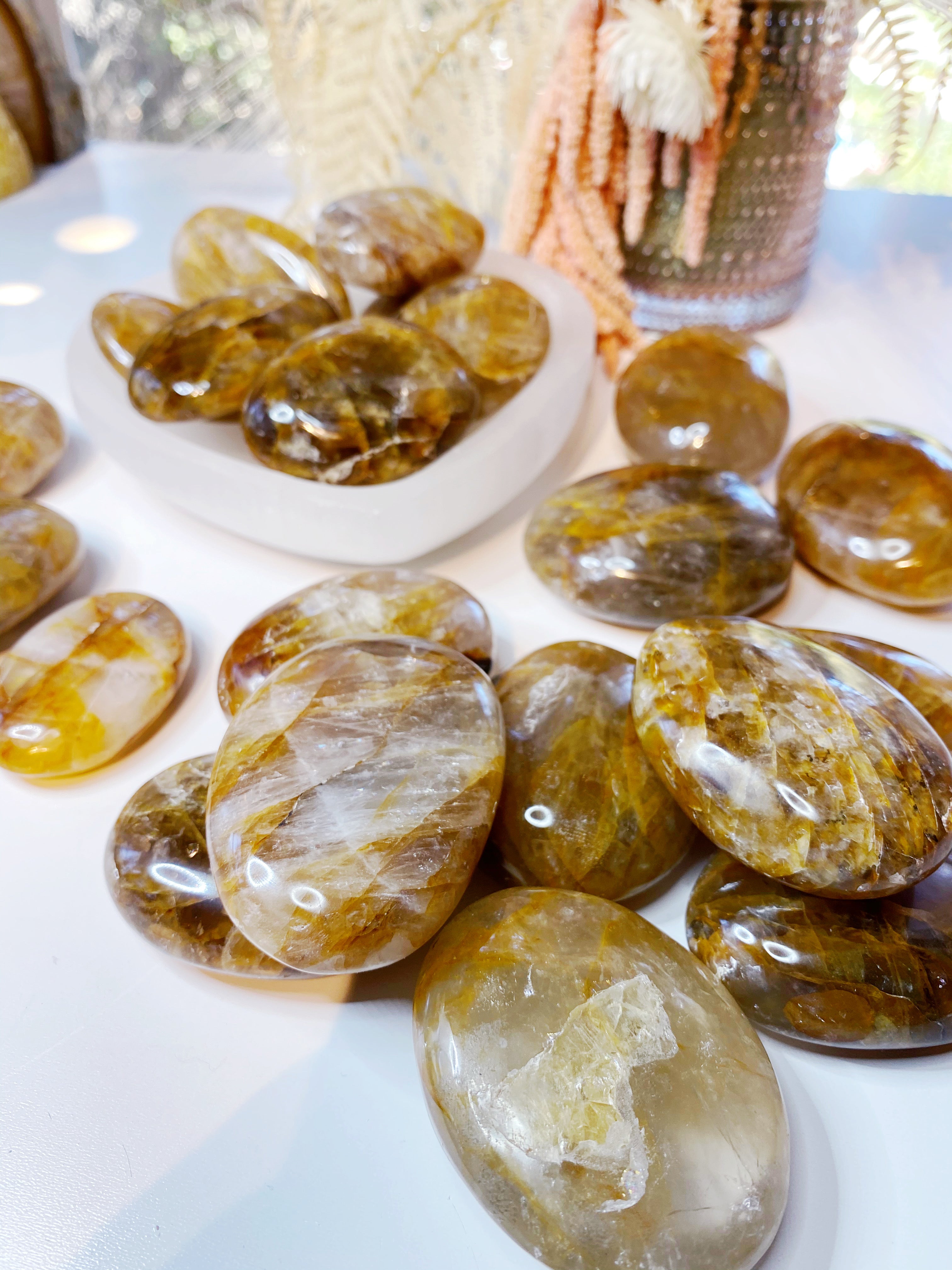 Golden Healer Quartz Palm Stones - Baltic Mermaid