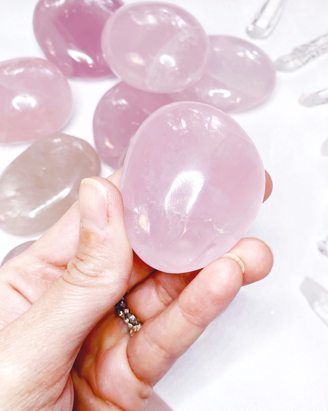 Rose Quartz Palm Stones - Baltic Mermaid