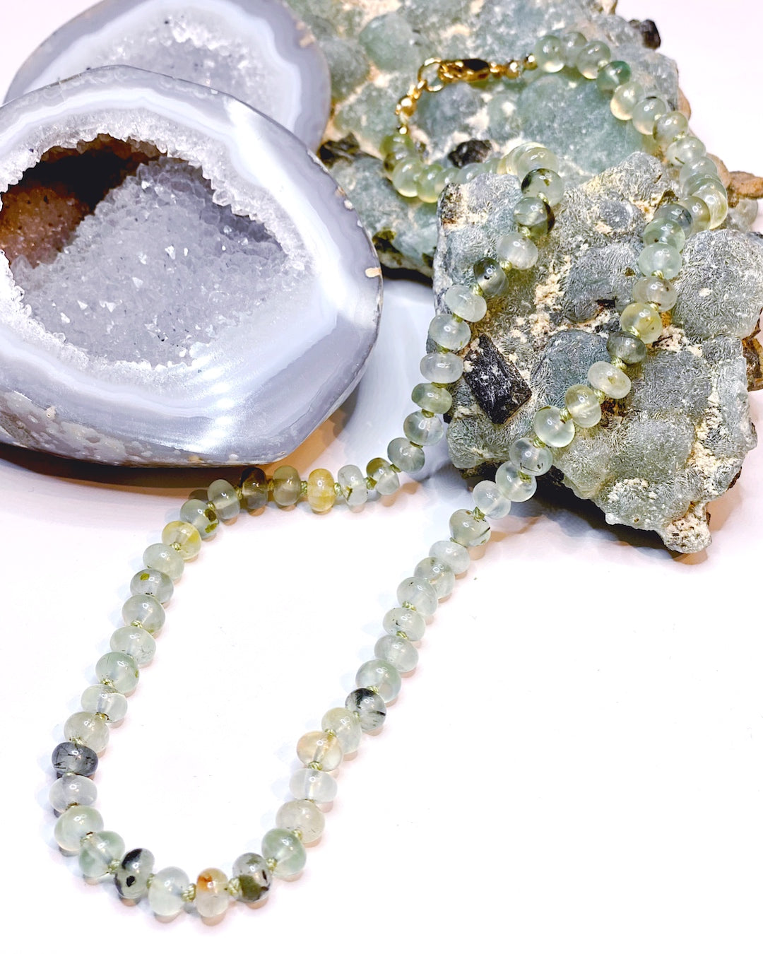 Prehnite with Epidote Candy Necklace