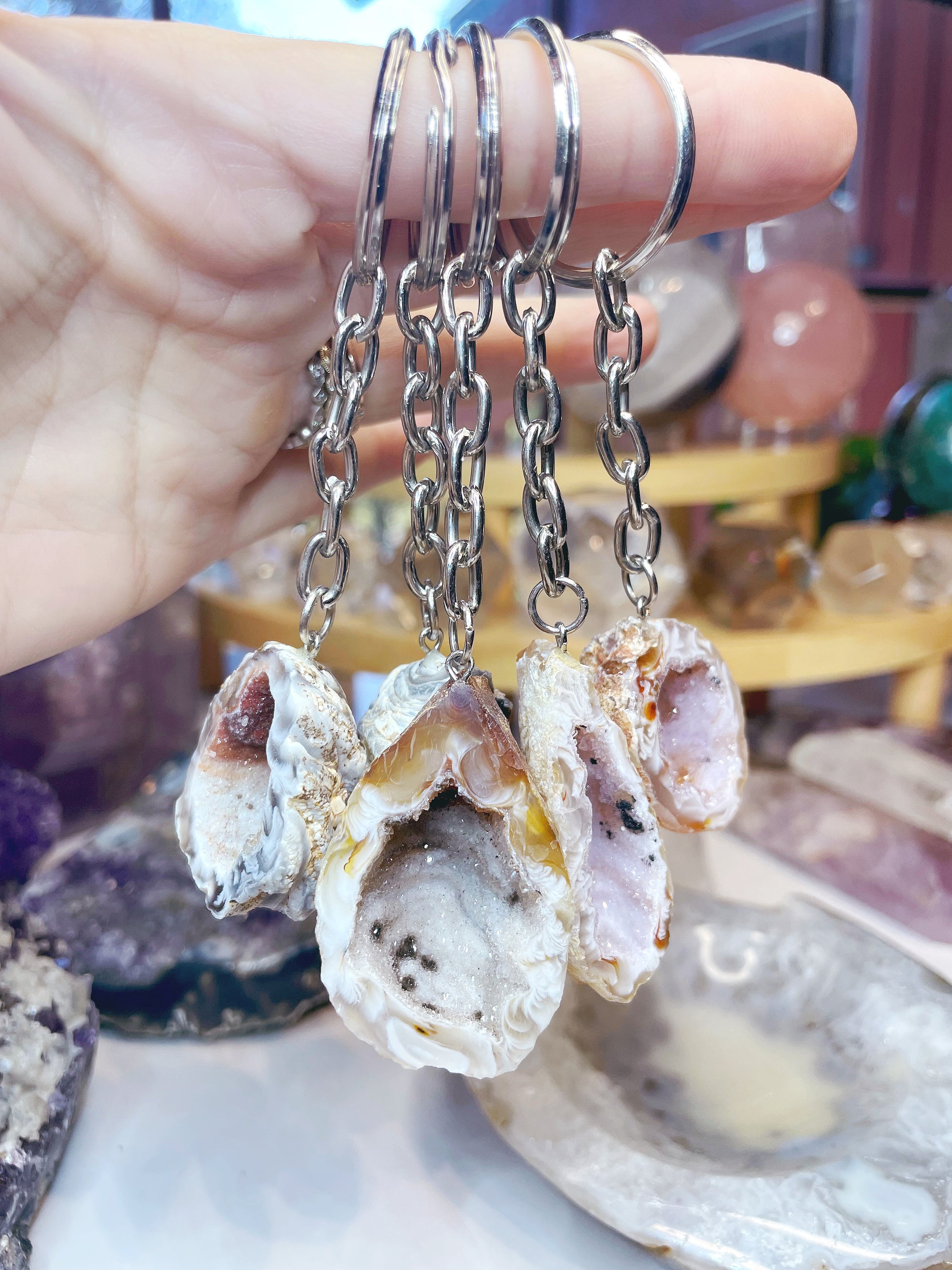 Druzy Geode Keychain