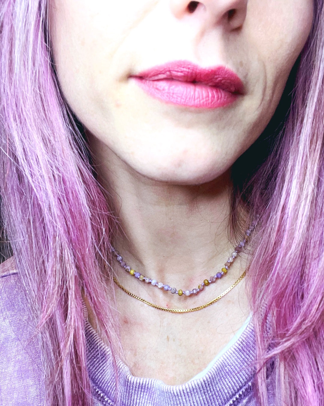 Phosphosiderite Candy Necklace - Baltic Mermaid