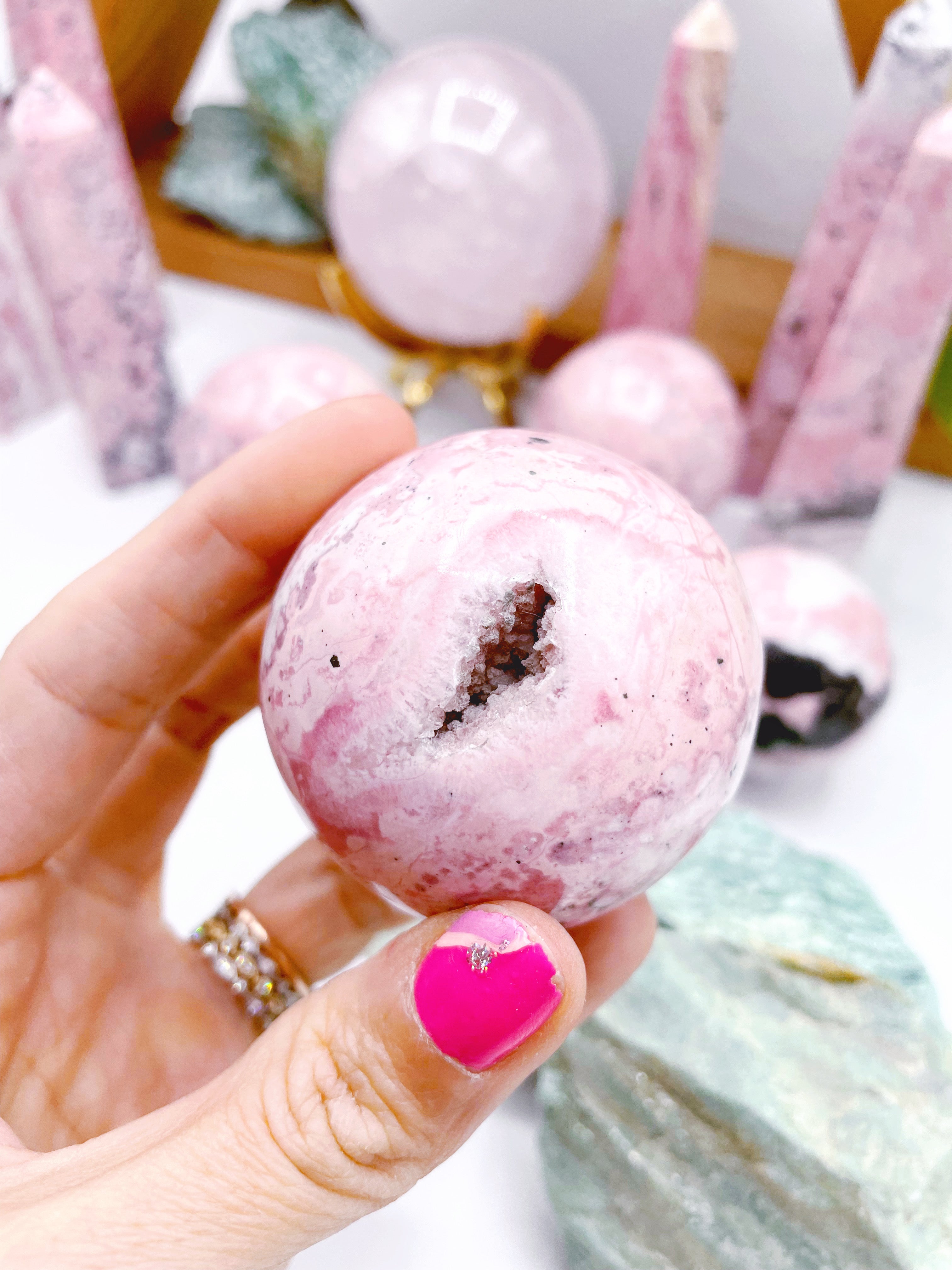 Druzy Rhodonite Sphere - Baltic Mermaid