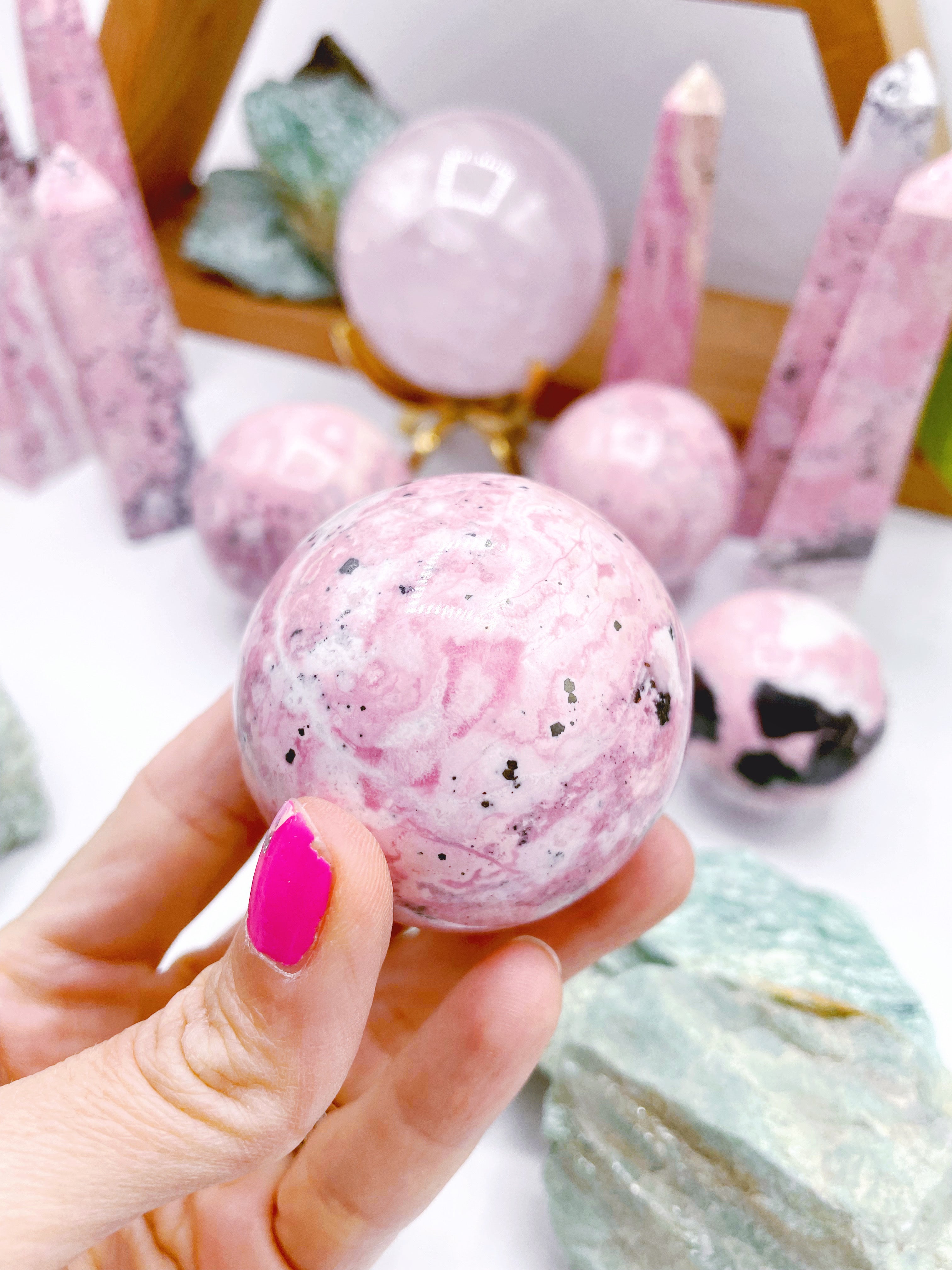 Druzy Rhodonite Sphere - Baltic Mermaid