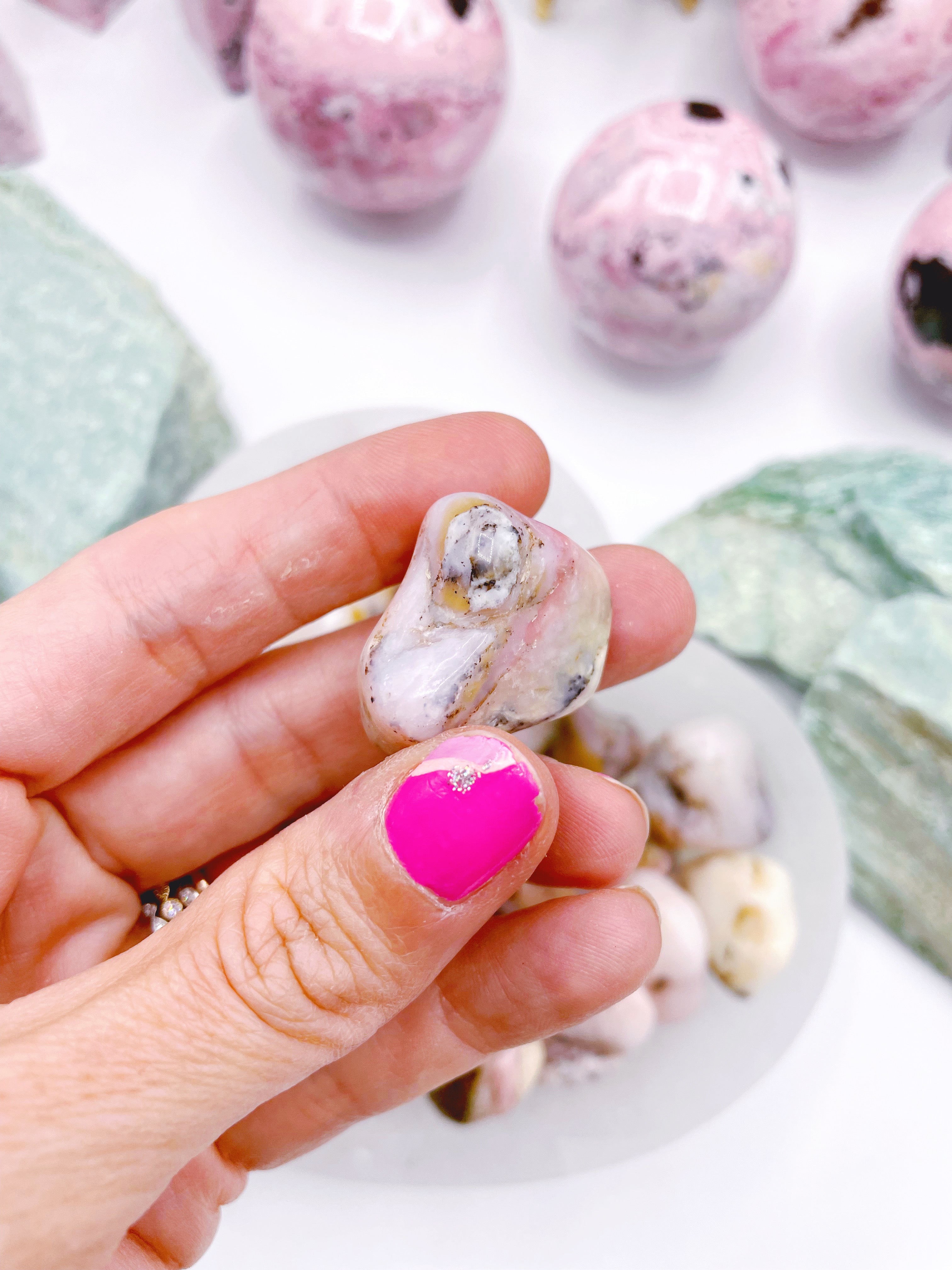 Pink Opal Tumbled Stones - Baltic Mermaid