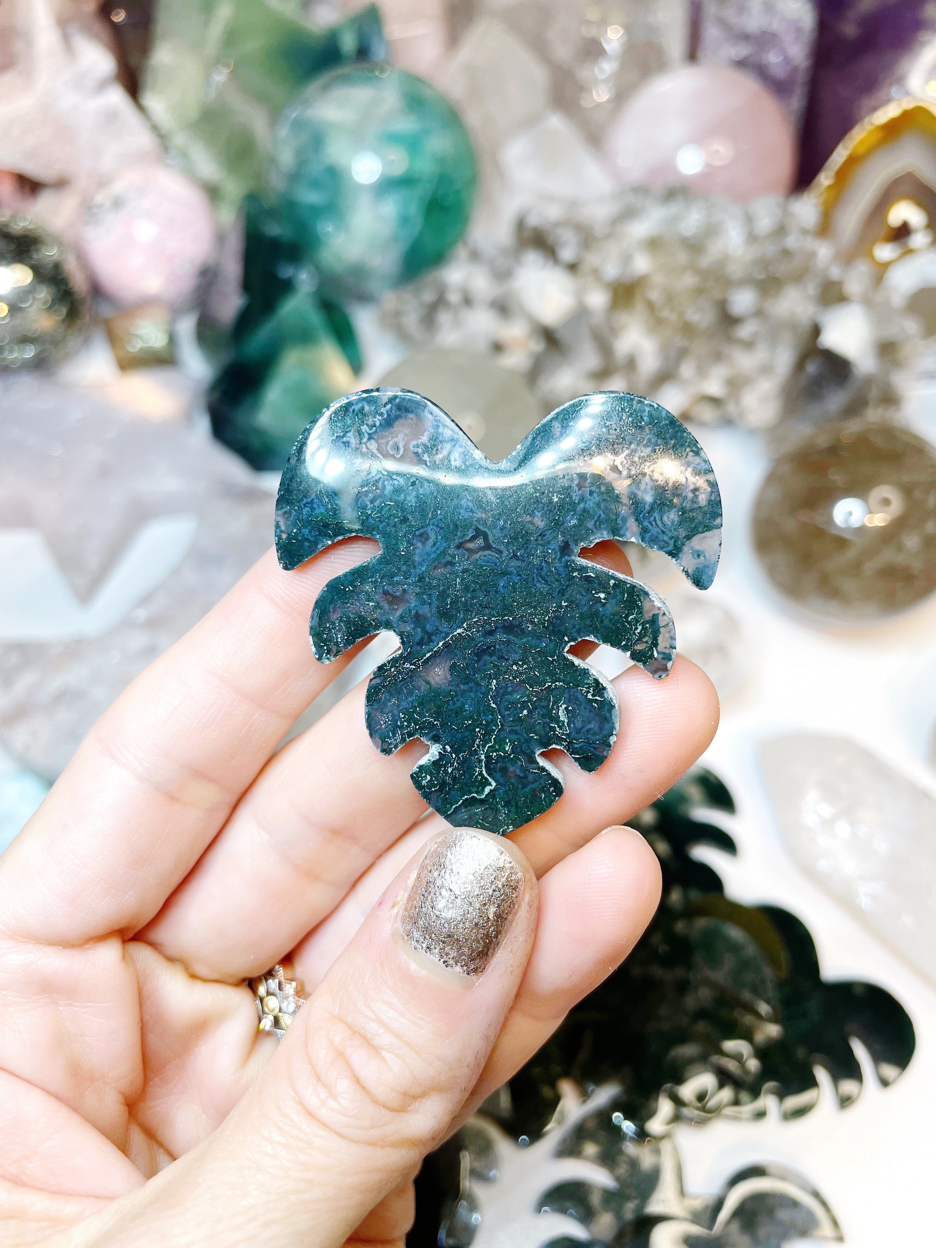Moss Agate Monstera Leaf - Baltic Mermaid