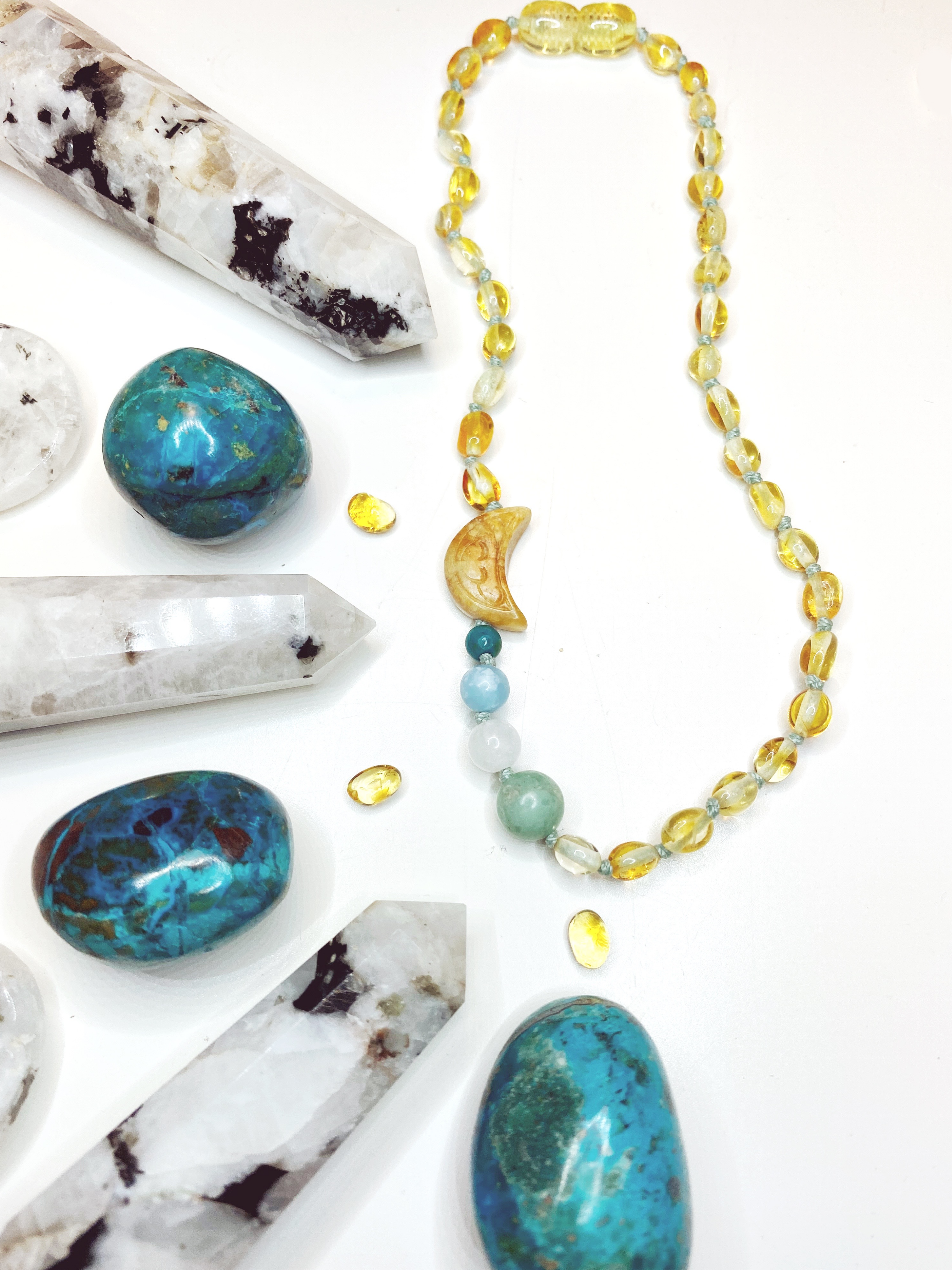 “MoonBeam” Baltic Amber & Gemstone Necklace - Baltic Mermaid