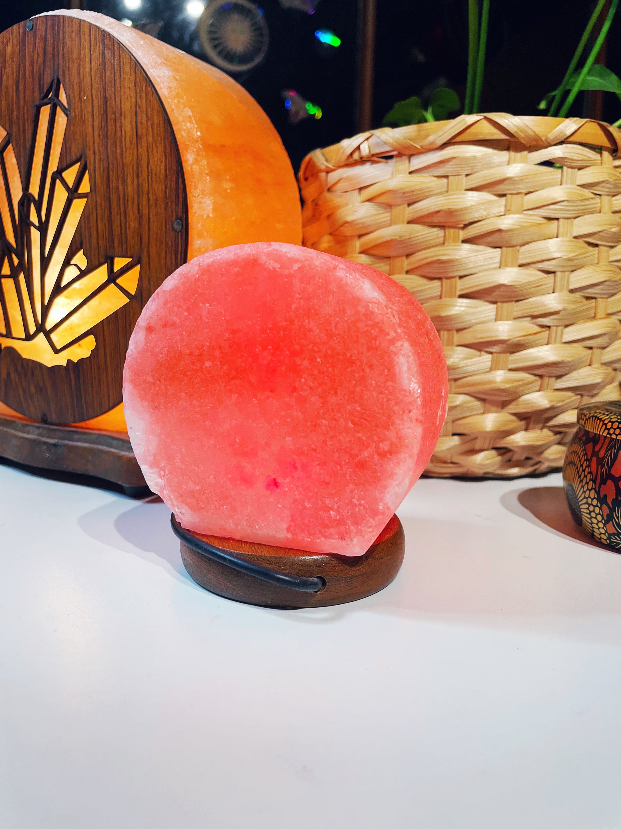 Wood Face Crystal Cluster Salt Lamp