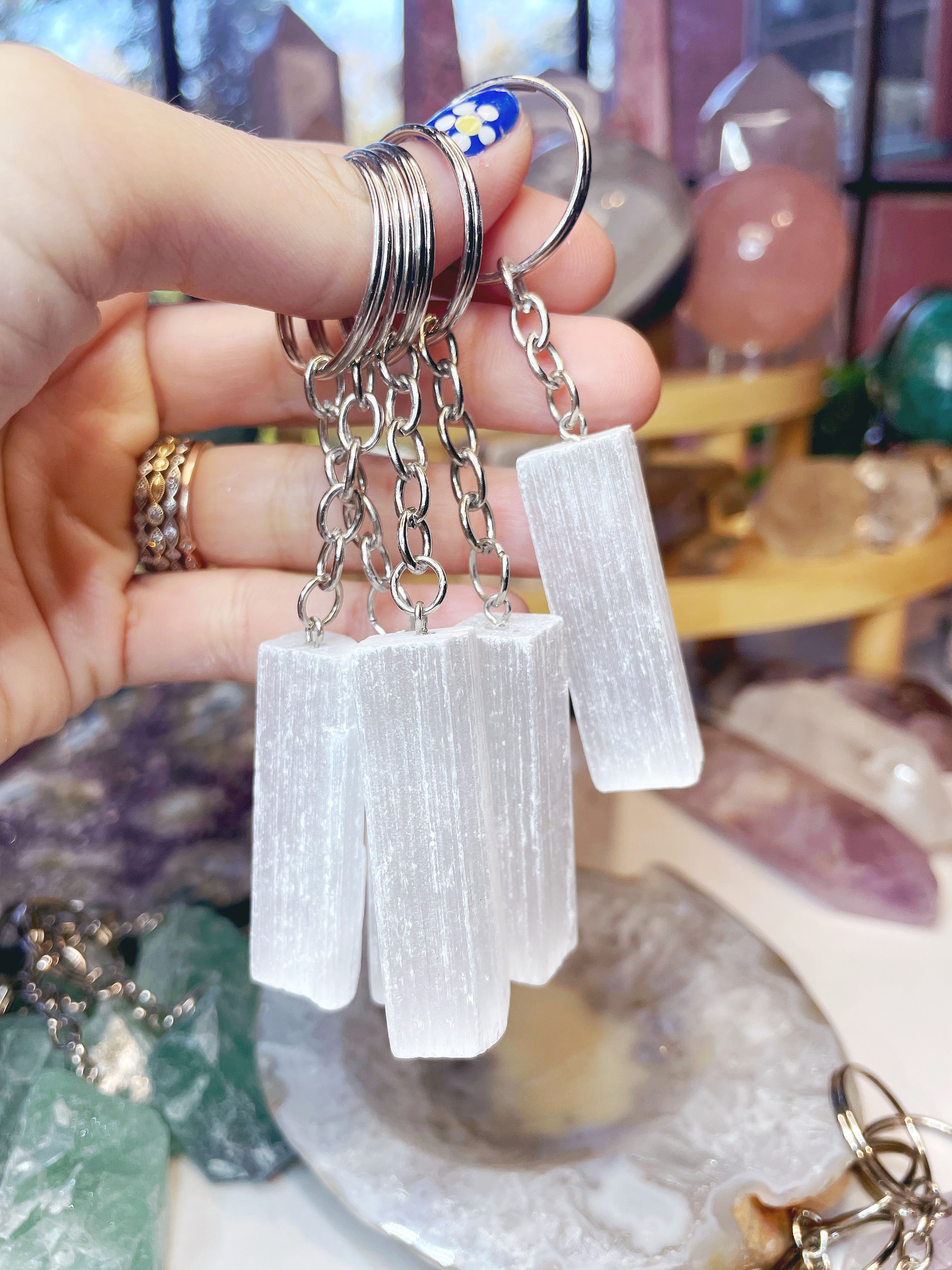 Selenite Keychain - Baltic Mermaid