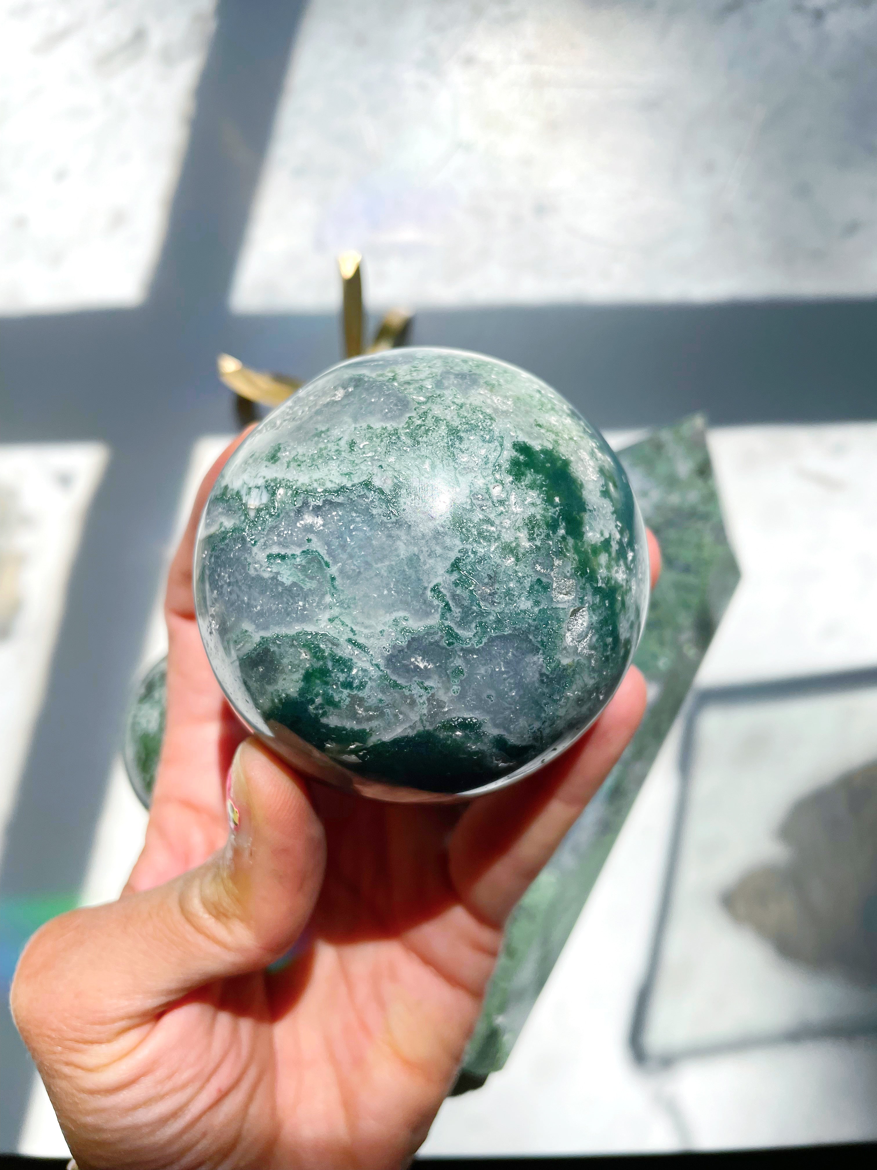 Moss Agate Sphere - Baltic Mermaid