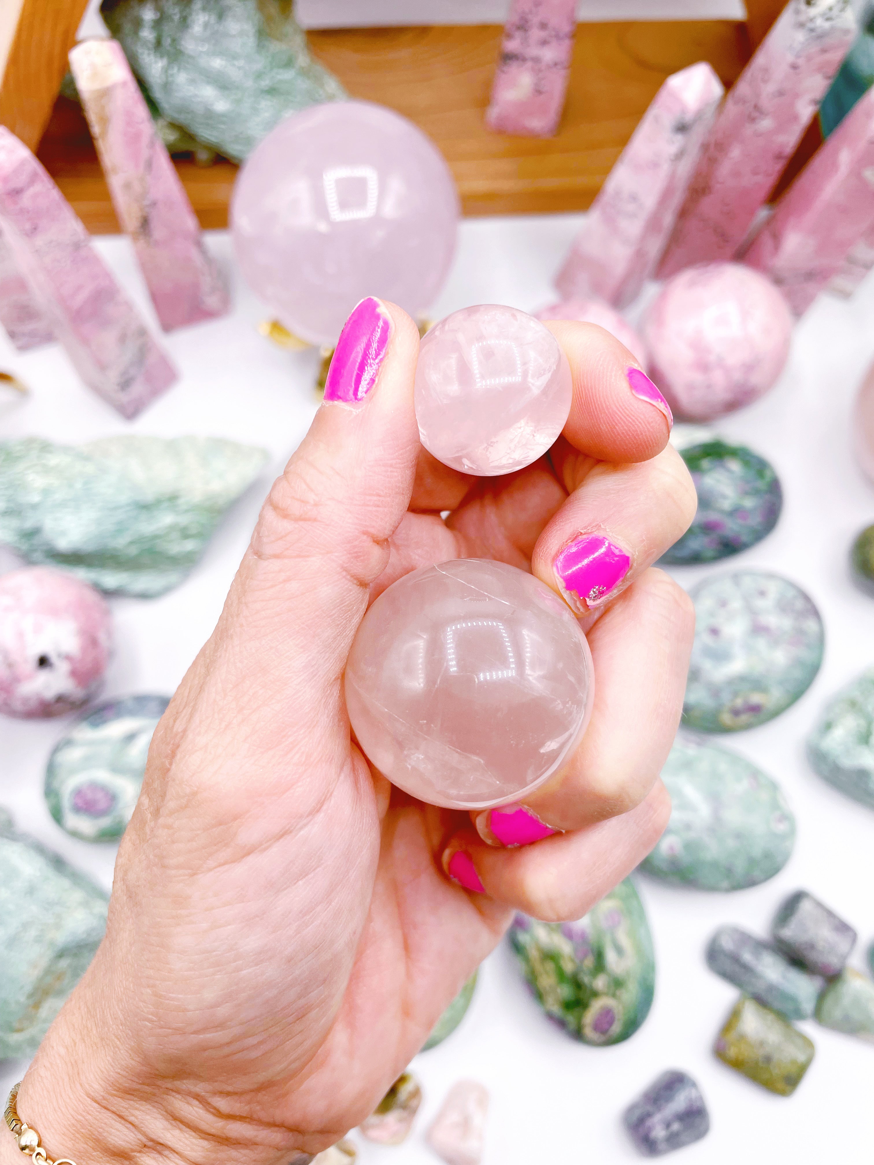 Lil Rose Quartz Spheres - Baltic Mermaid