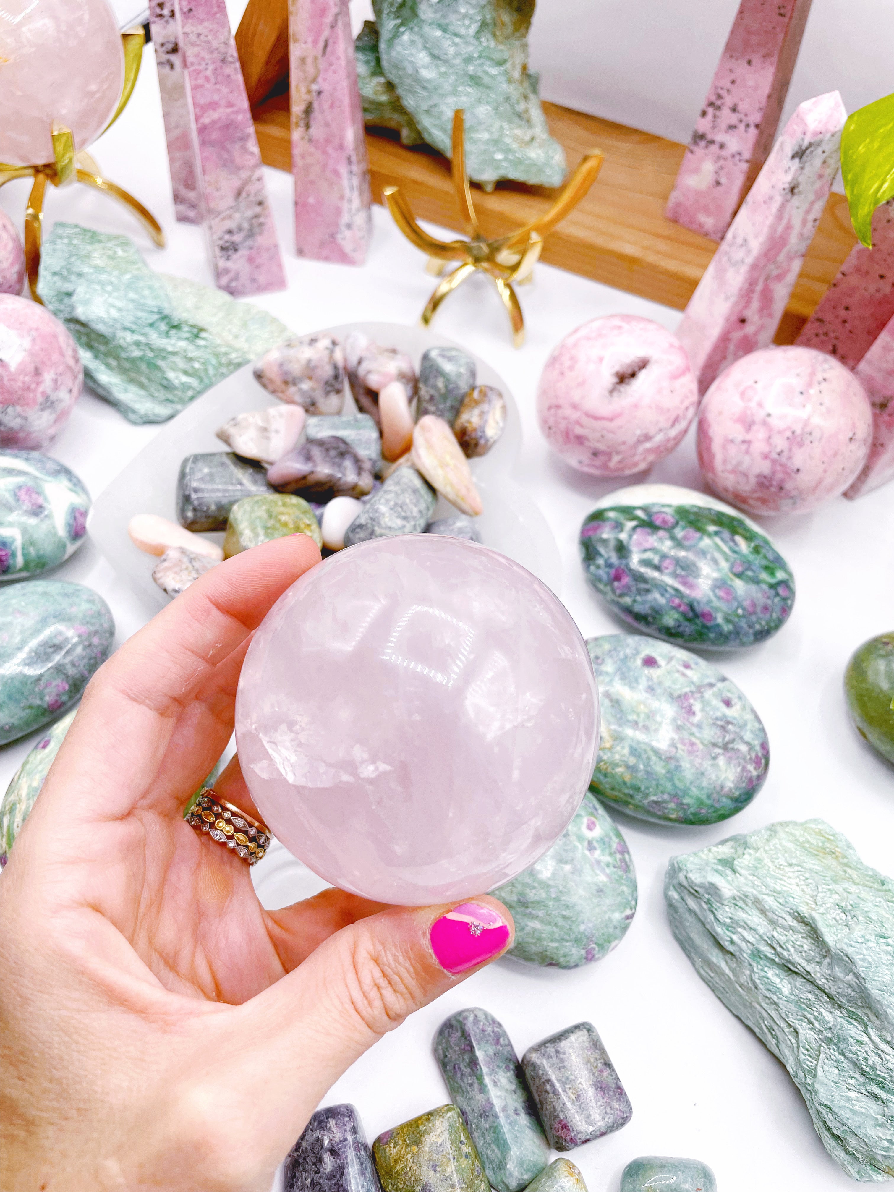 Rose Quartz Sphere - Baltic Mermaid