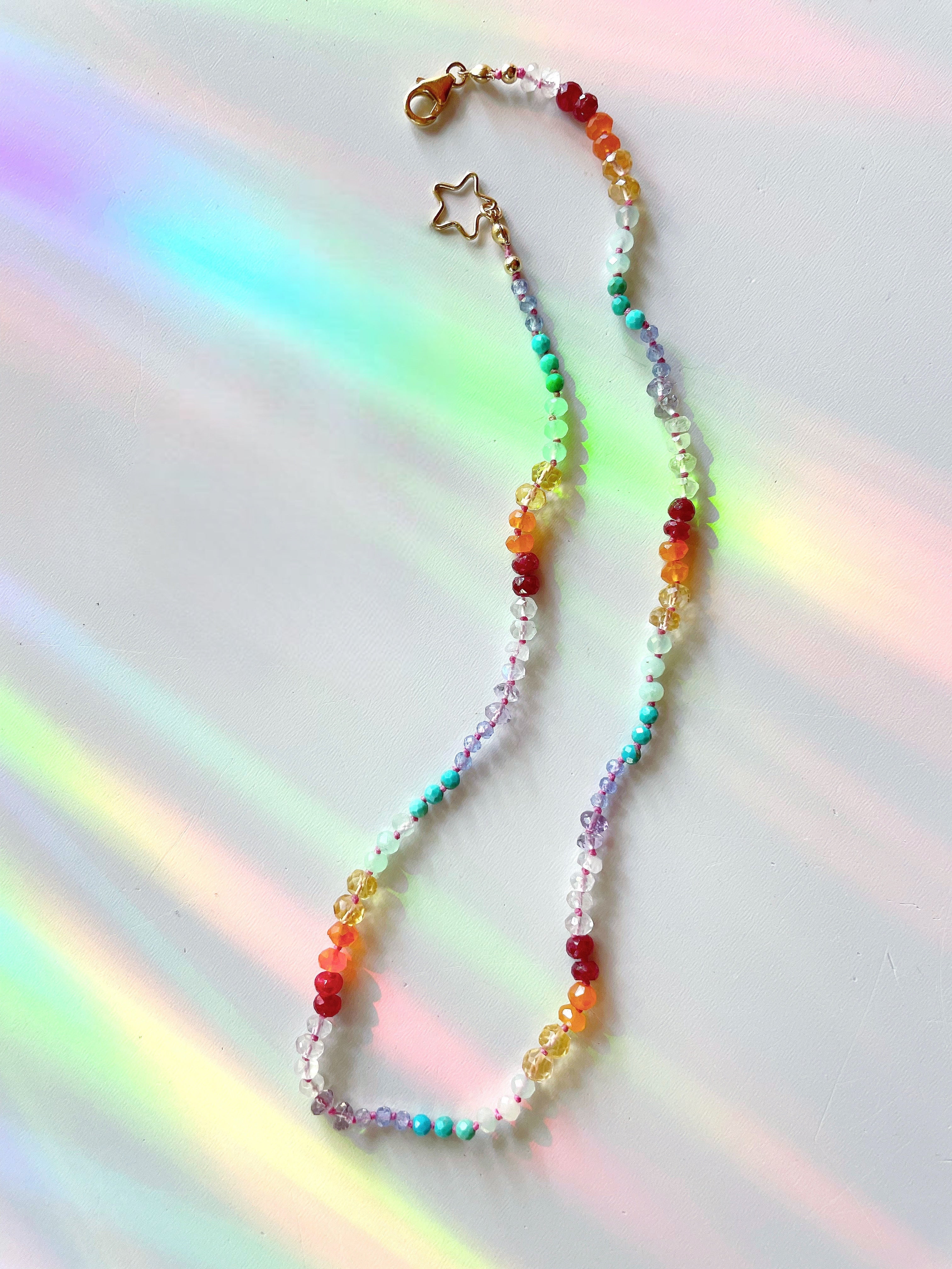 Rainbow Star Gemstone Candy Necklace - Baltic Mermaid