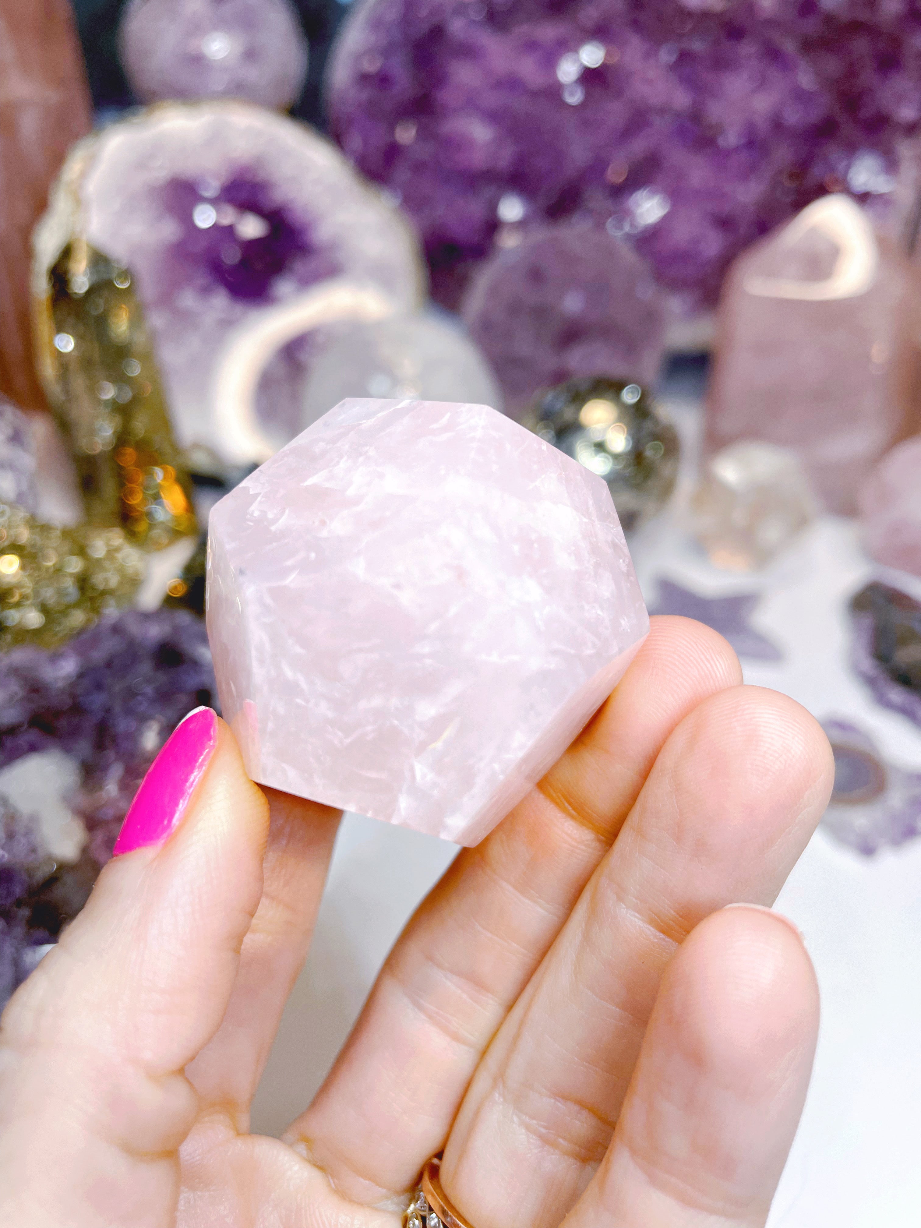 Rose Quartz Dodecahedron w/ iron inclusion - Baltic Mermaid