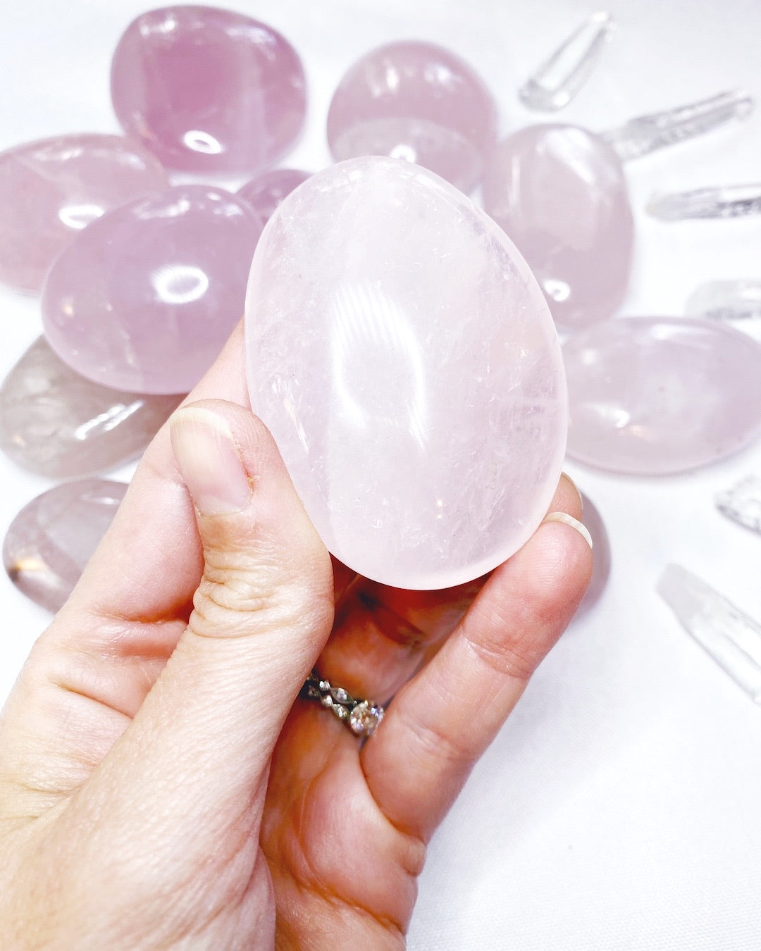 Rose Quartz Palm Stones - Baltic Mermaid