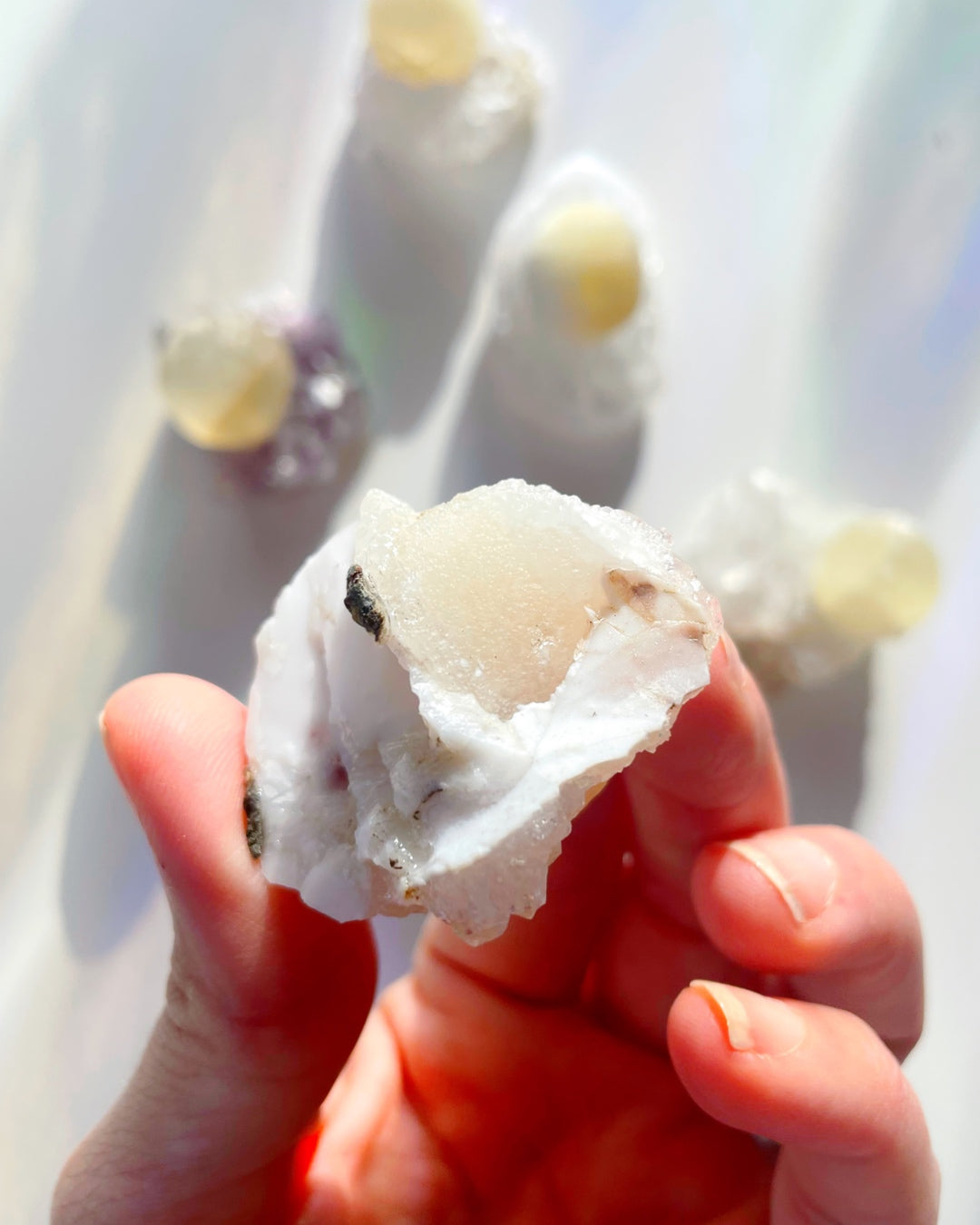 Rare Botryoidal Fluorite on Quartz “Fried Egg” - Baltic Mermaid