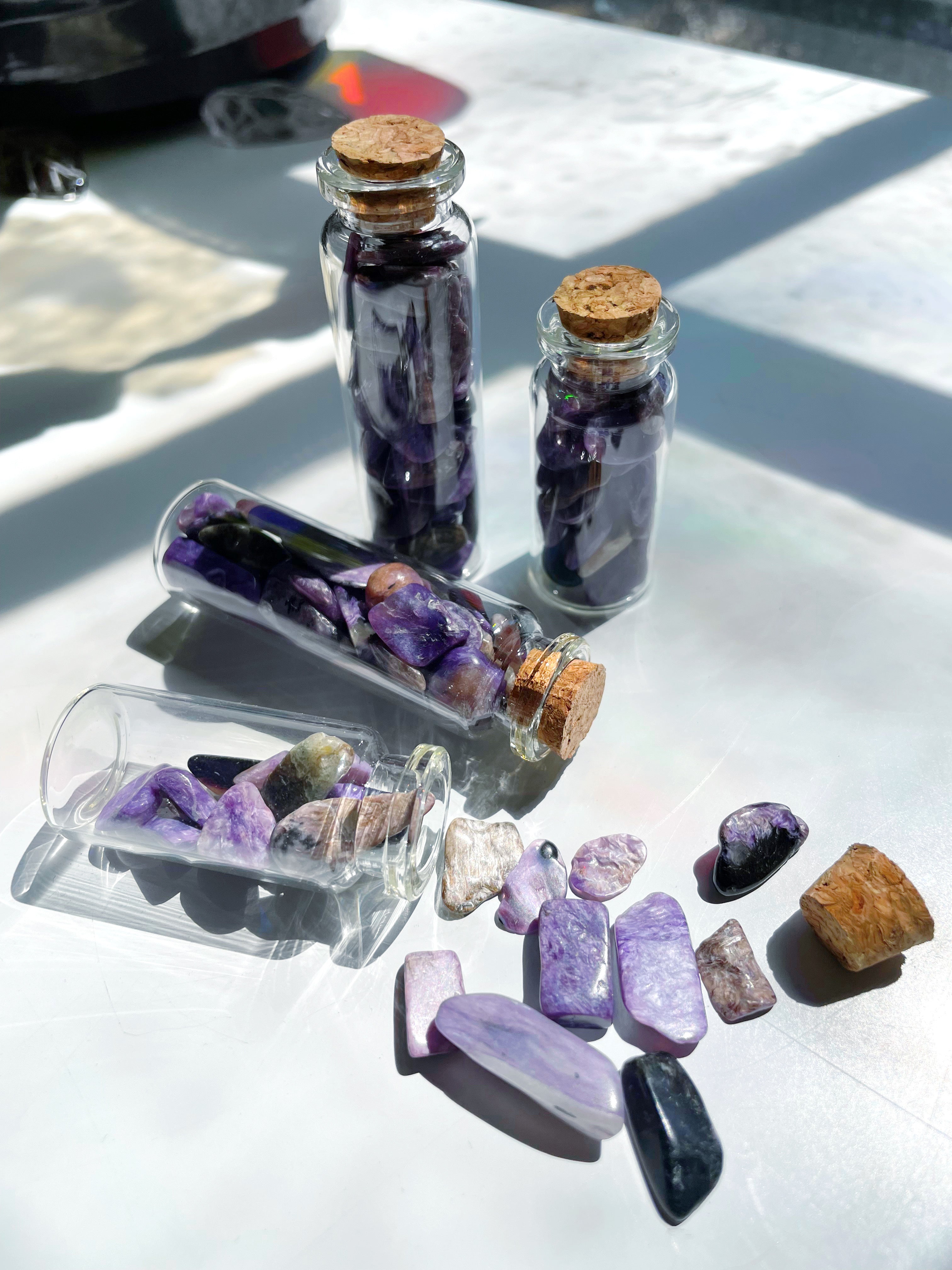 Charoite Chip Bottles - Baltic Mermaid