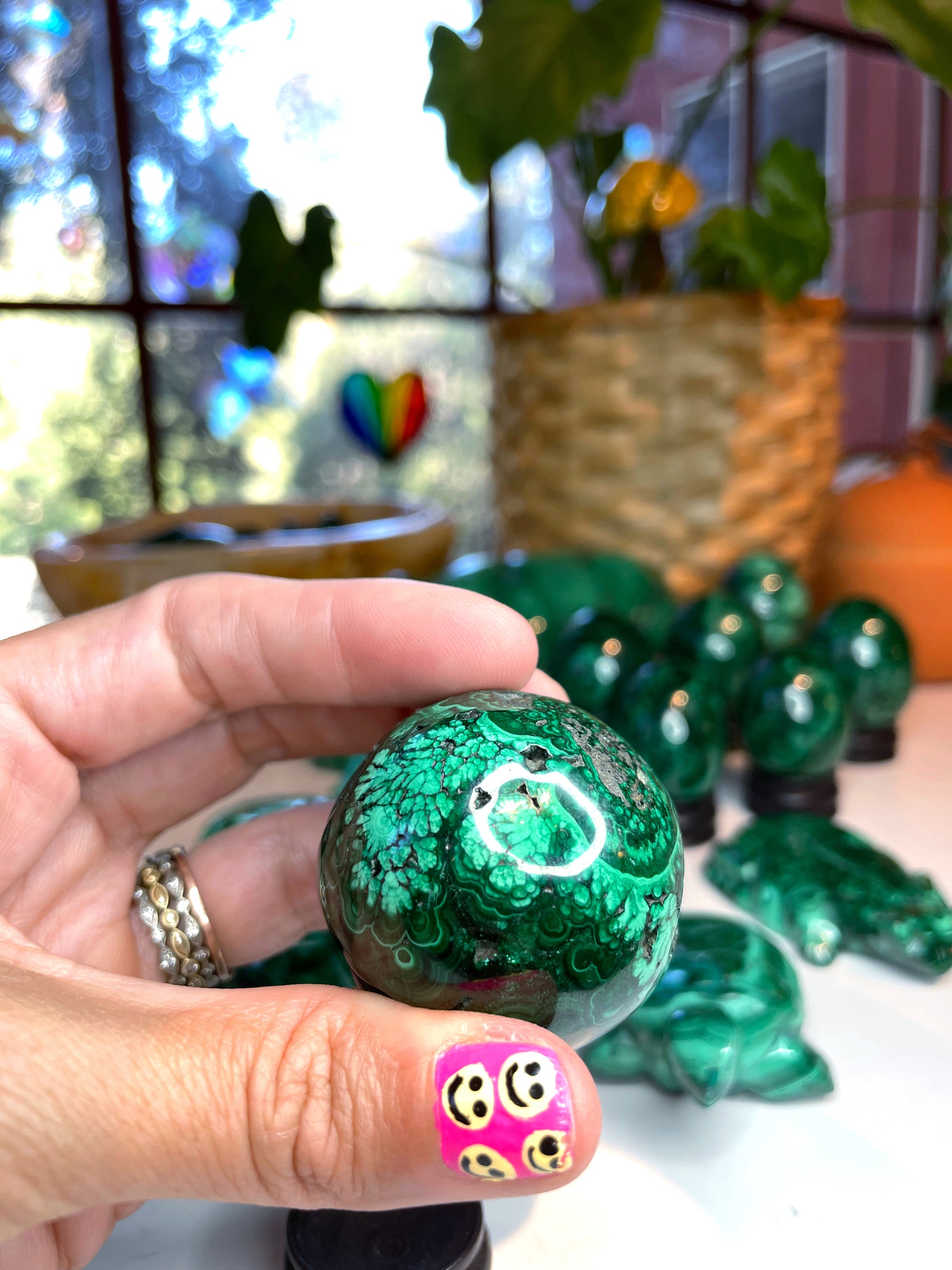 Malachite Carved Sphere