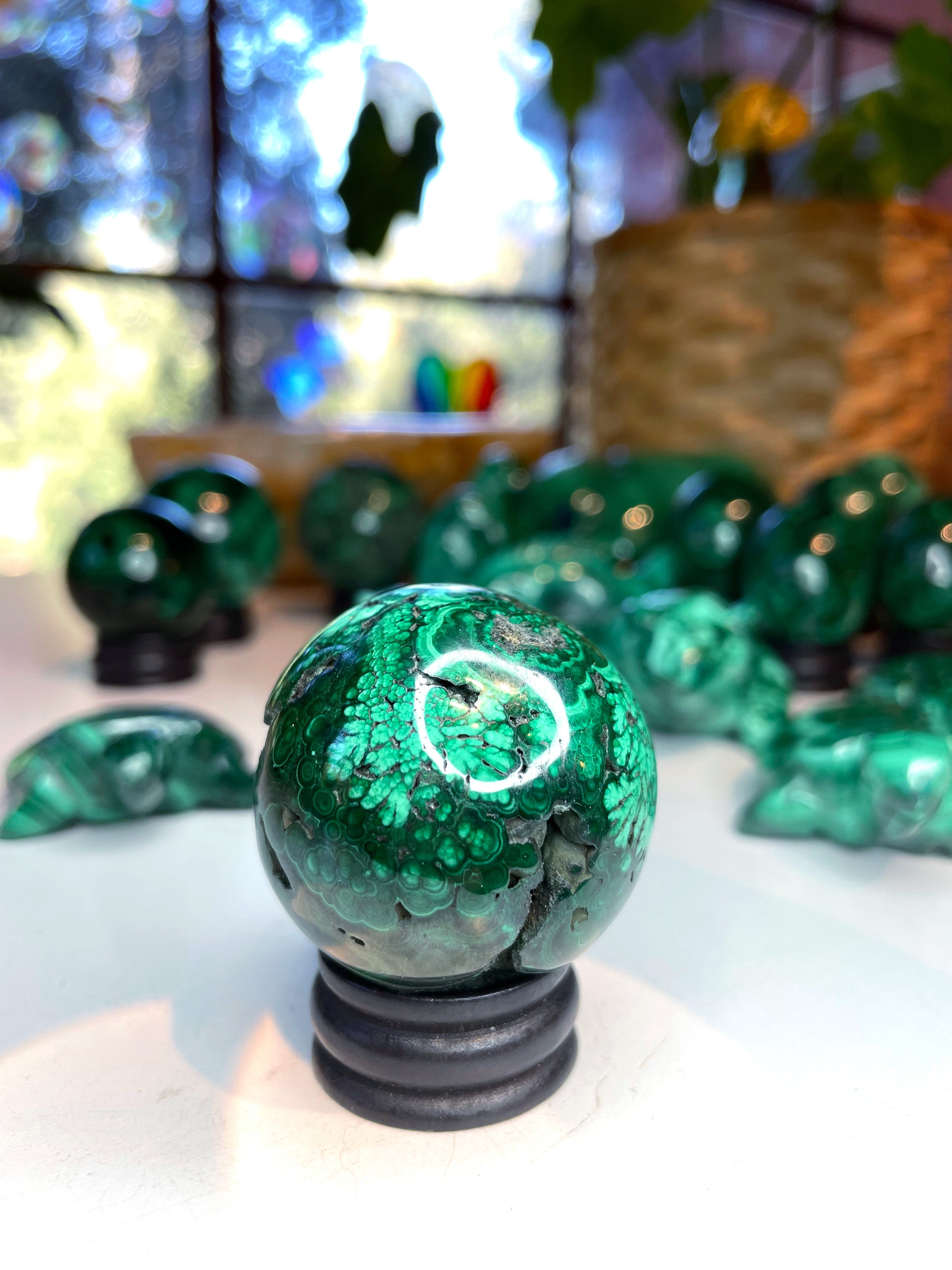 Malachite Carved Sphere