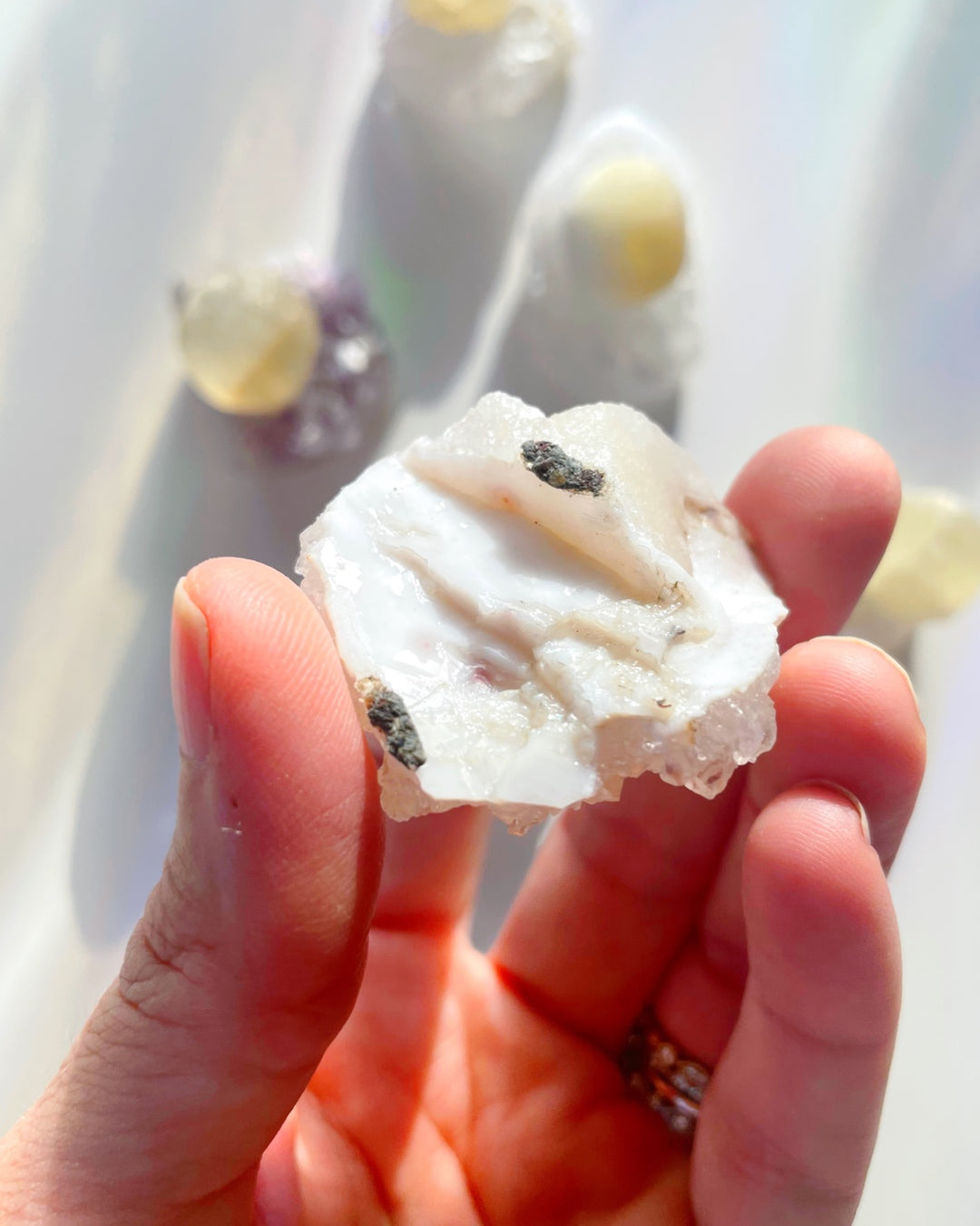 Rare Botryoidal Fluorite on Quartz “Fried Egg” - Baltic Mermaid