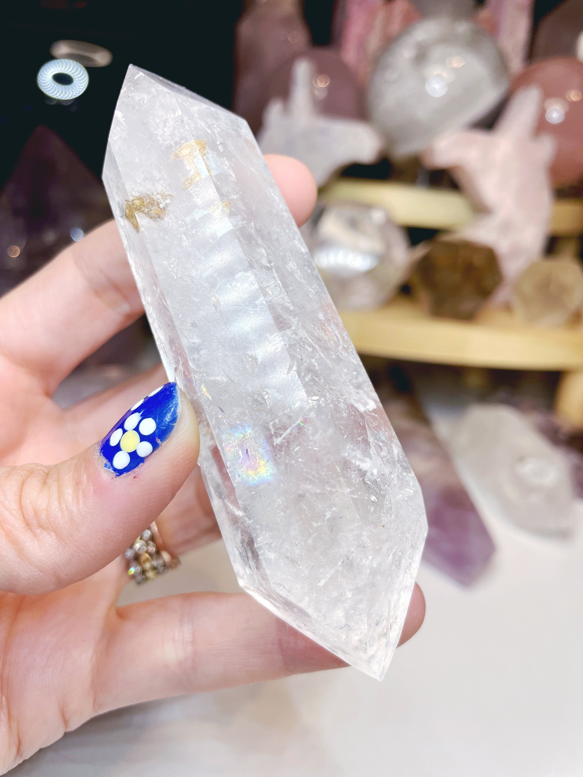 Double Terminated Clear Quartz Point w/ inclusions