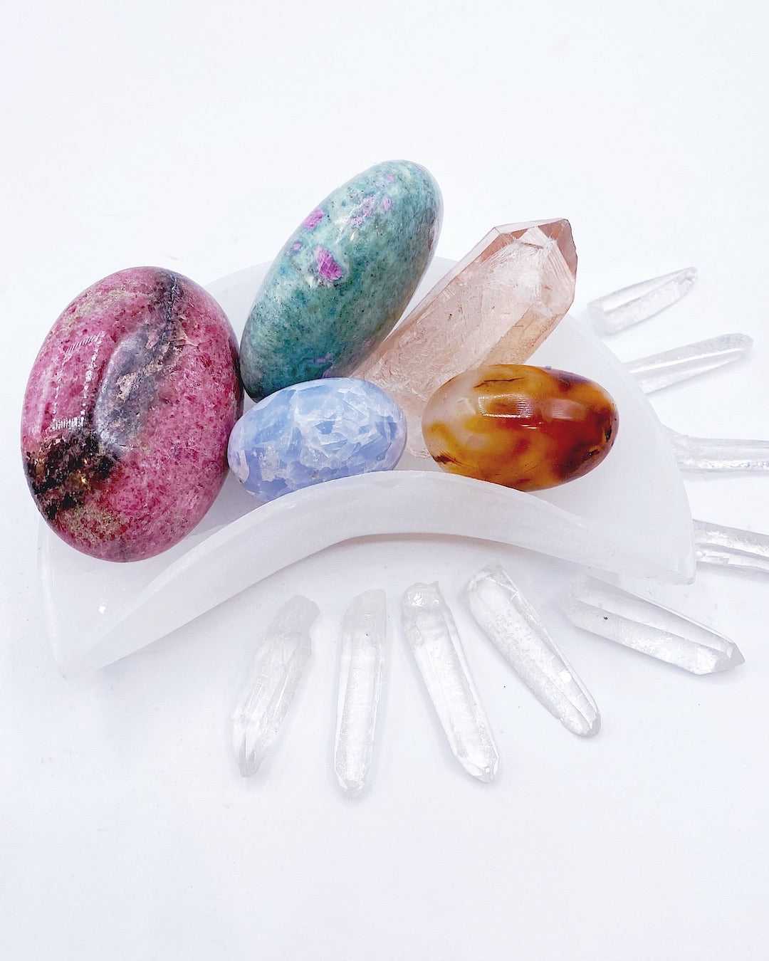 Selenite Crescent Moon Dish- Medium - Baltic Mermaid