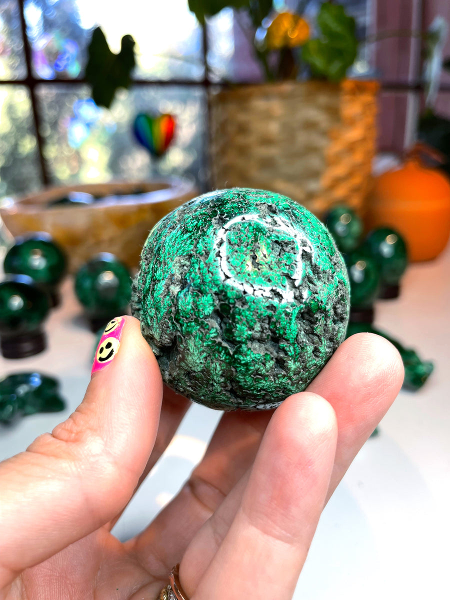 Malachite Carved Sphere