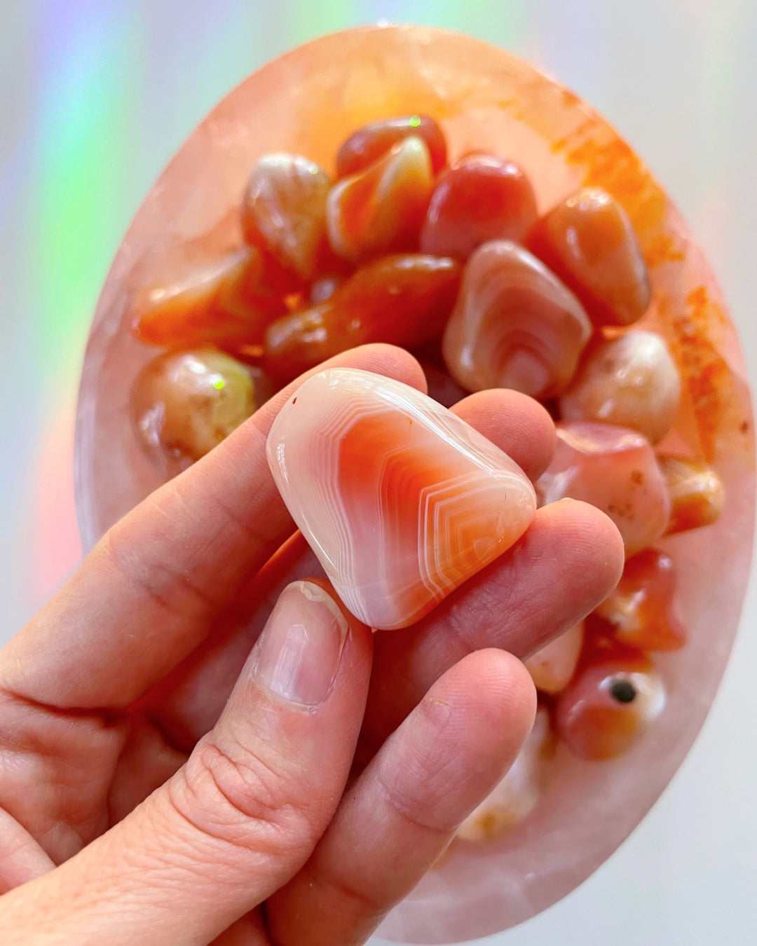 Carnelian Banded Agate/ Apricot Agate Tumbled Stones AAA - Baltic Mermaid