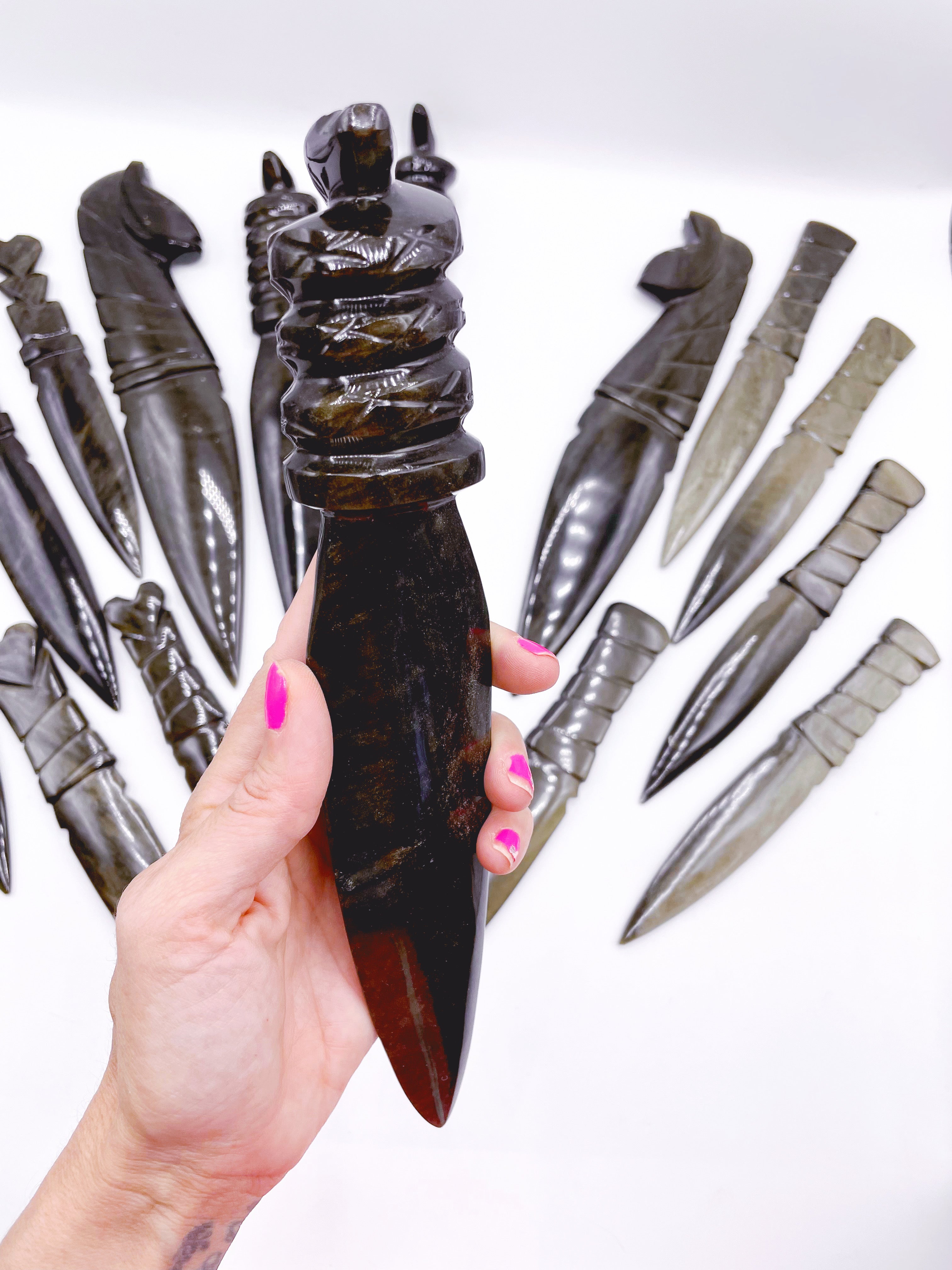 Gold Sheen Obsidian Serpent Dagger - Baltic Mermaid