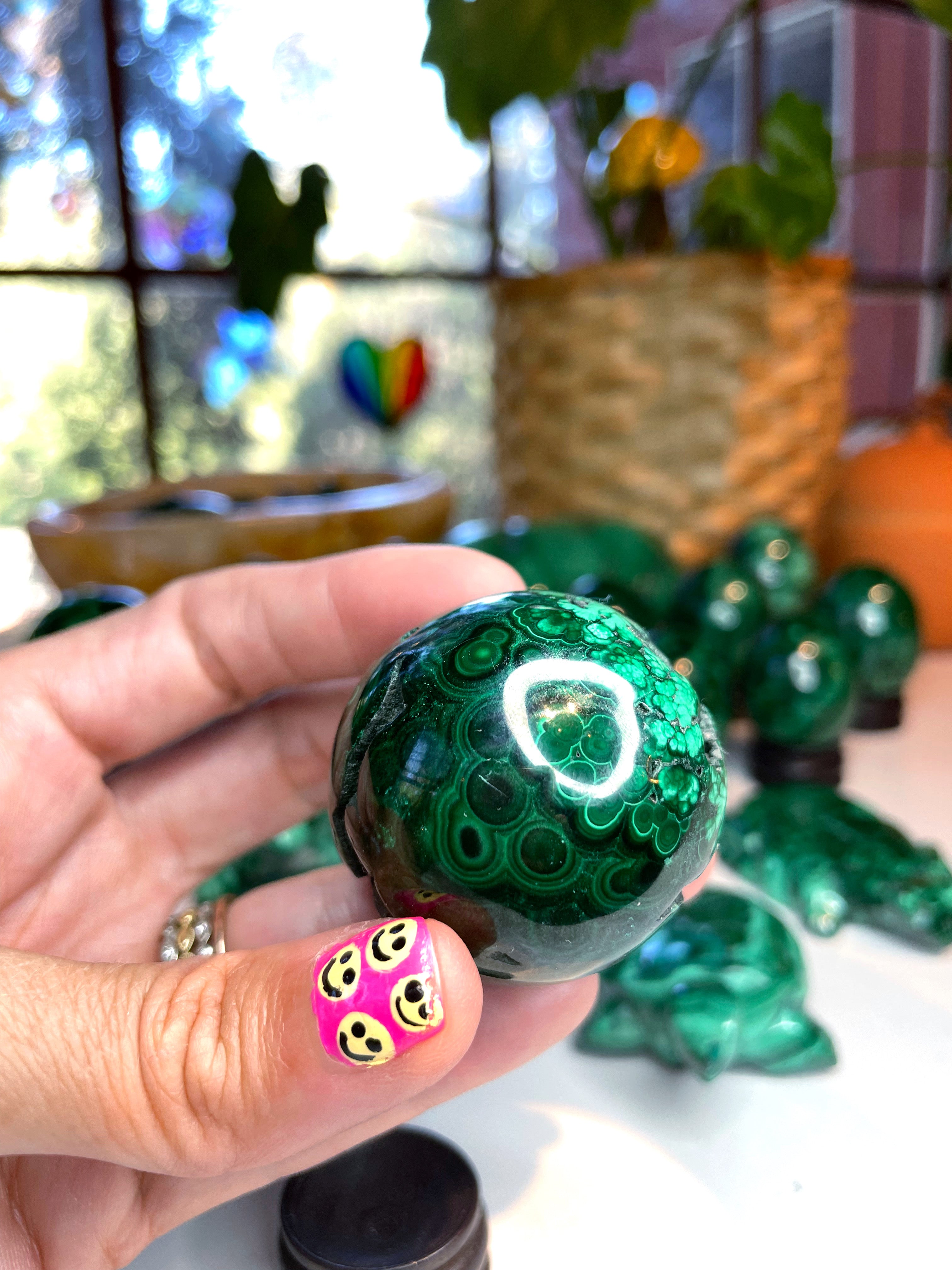 Malachite Carved Sphere - Baltic Mermaid