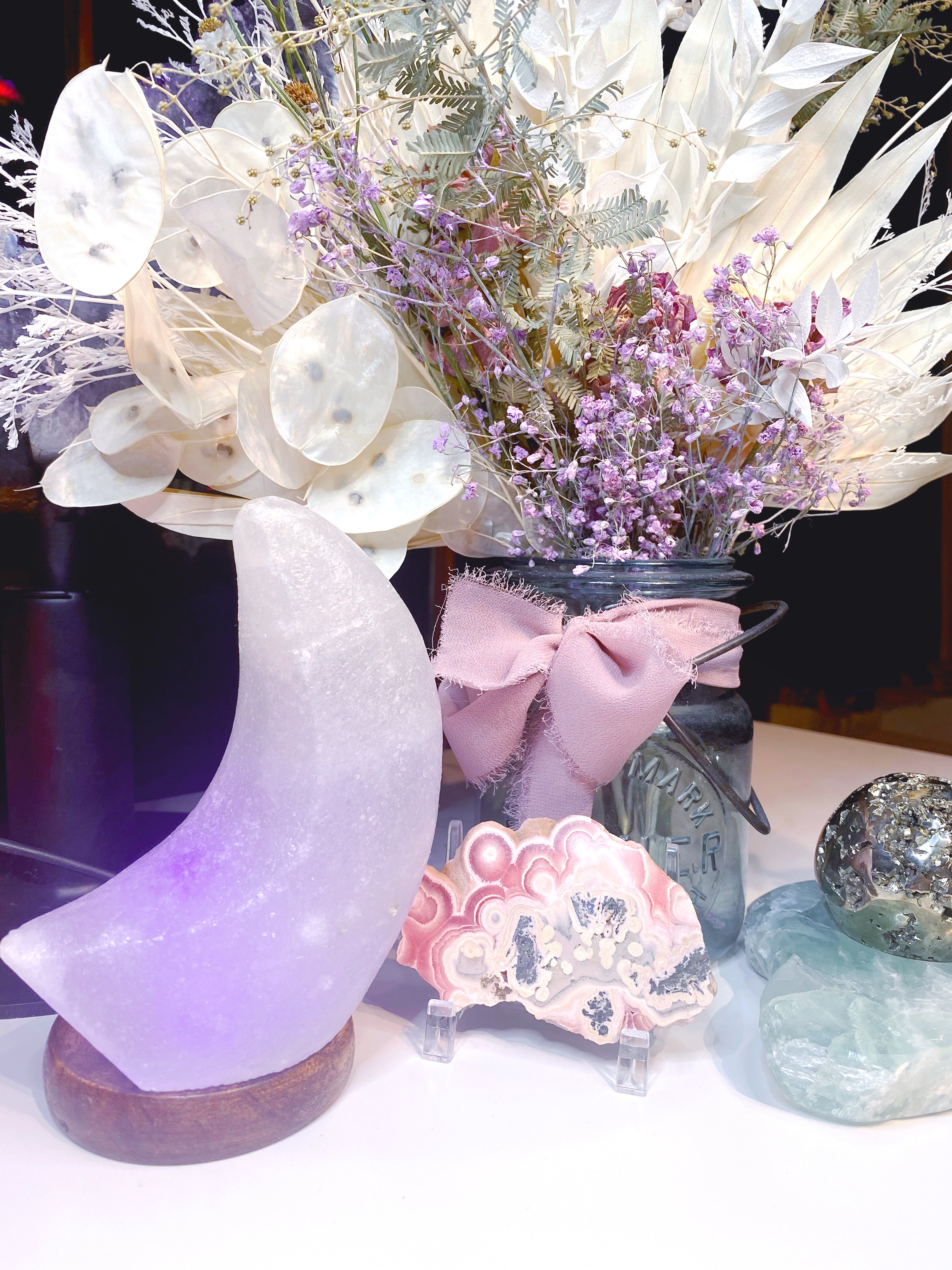 Crescent Moon Salt Lamp - White - Baltic Mermaid