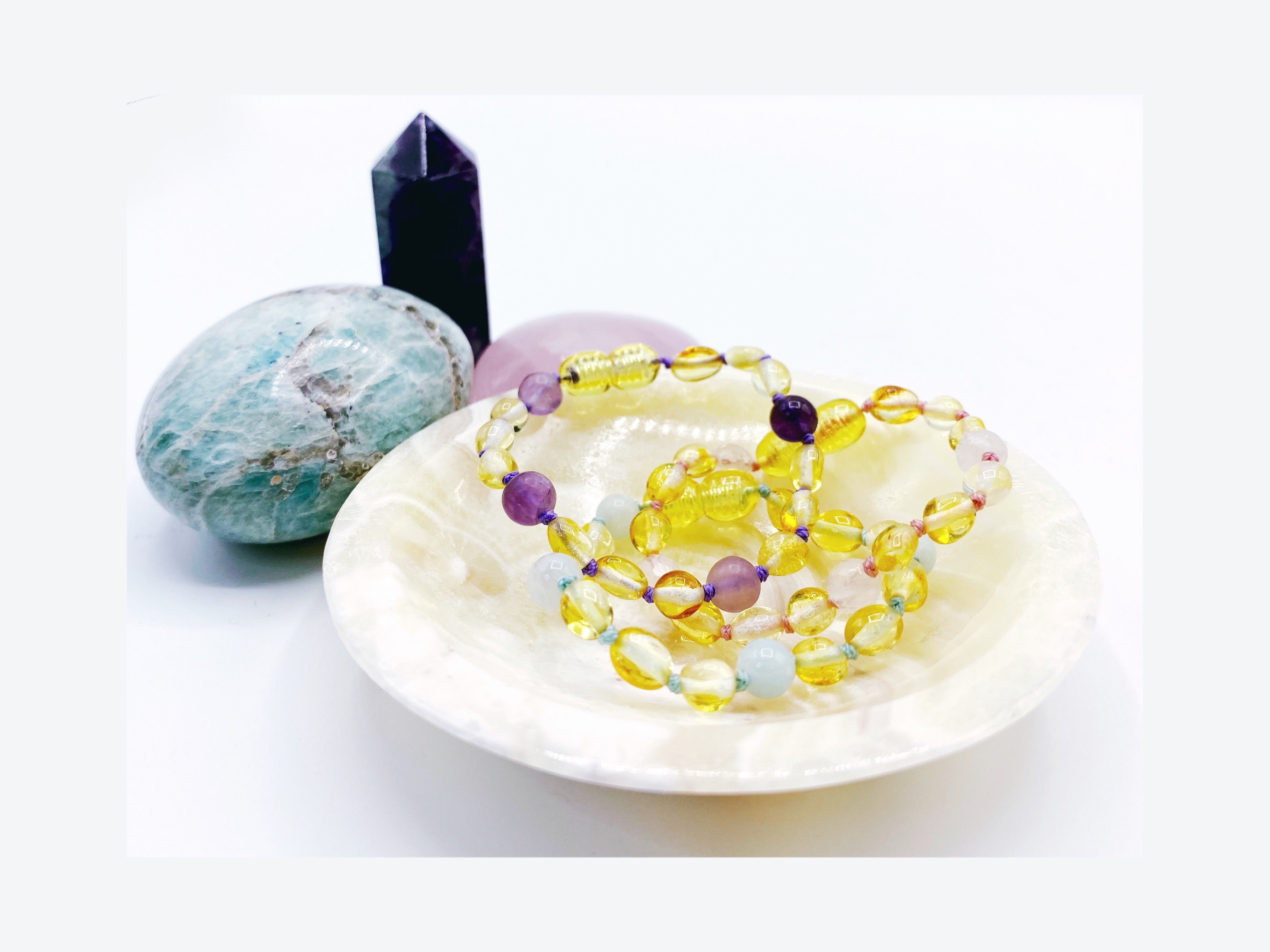 Lemonade Baltic Amber Bracelet Stack - Baltic Mermaid