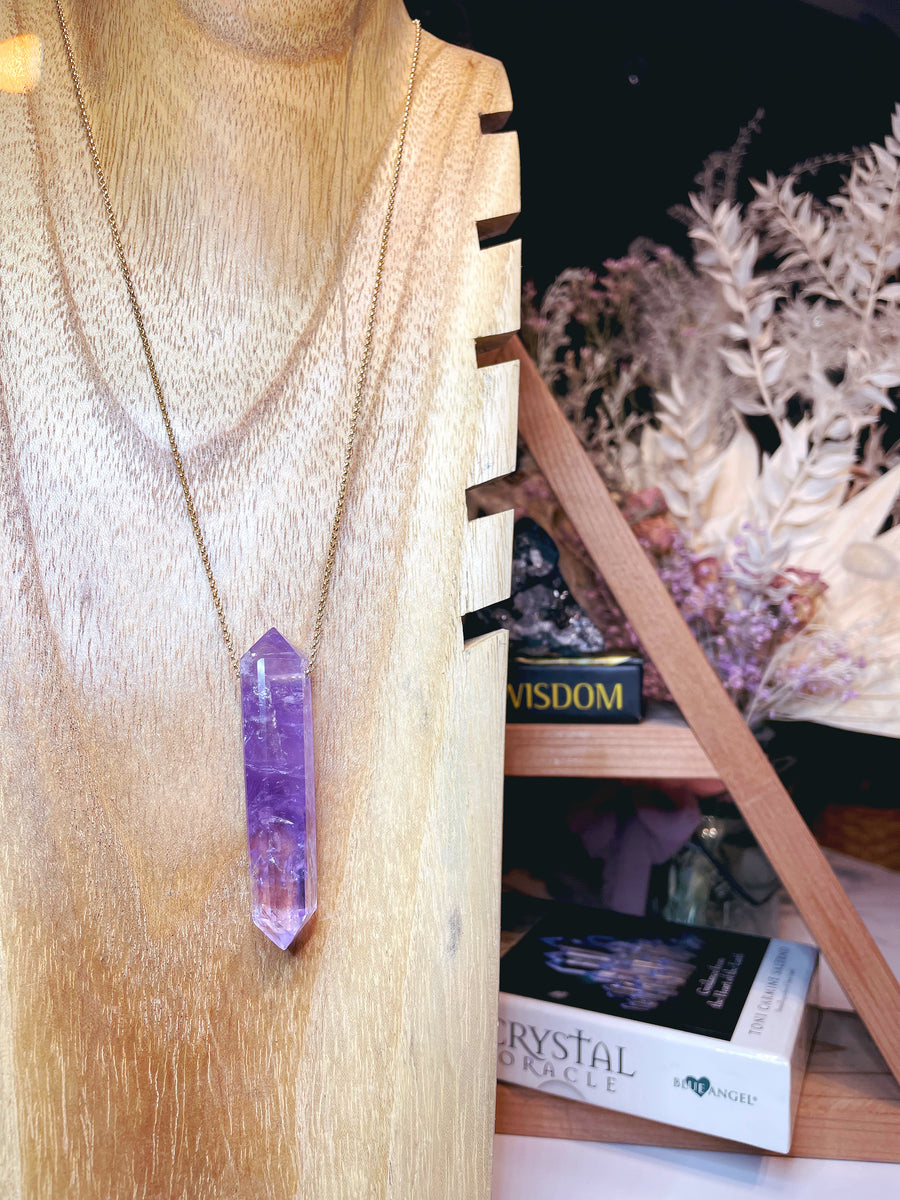 Double Terminated Amethyst Point 14k Gold Filled Necklace -D