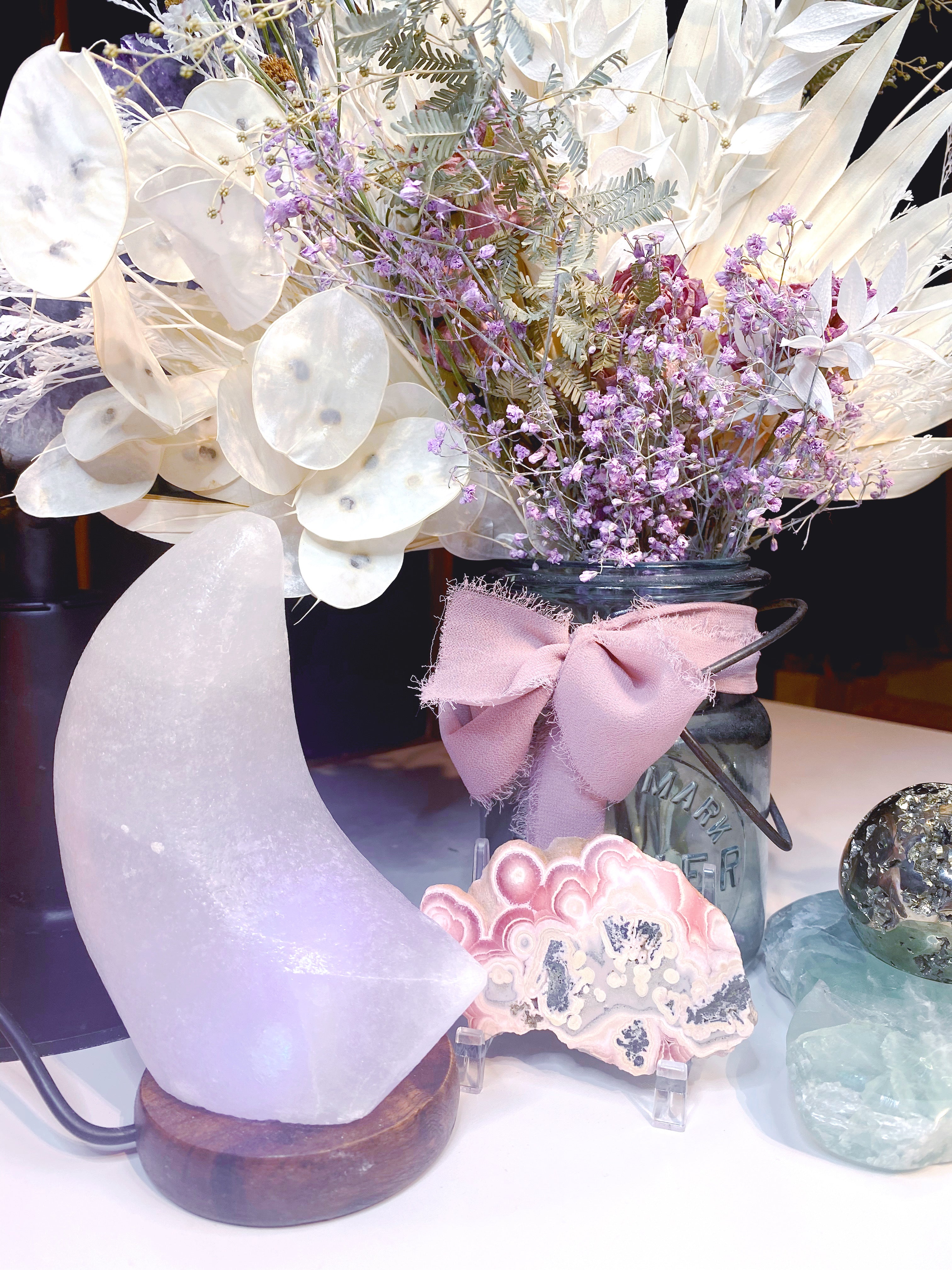 Crescent Moon Salt Lamp - White - Baltic Mermaid