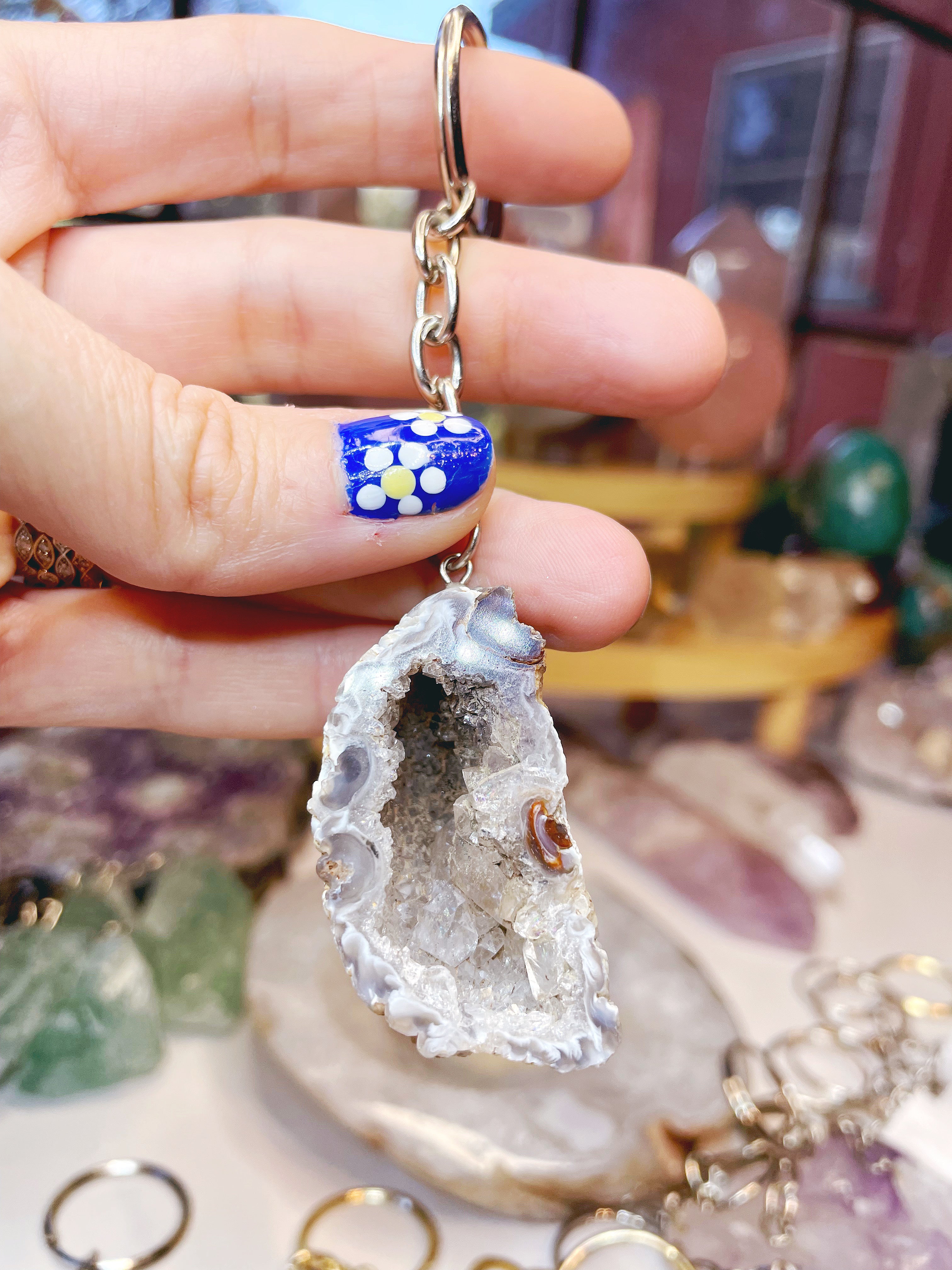 Druzy Geode Keychain - Baltic Mermaid