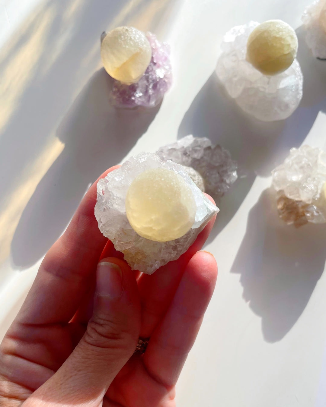 Rare Botryoidal Fluorite on Quartz “Fried Egg” - Baltic Mermaid