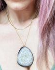 Druzy Agate Pendant 14k Gold Filled Necklace