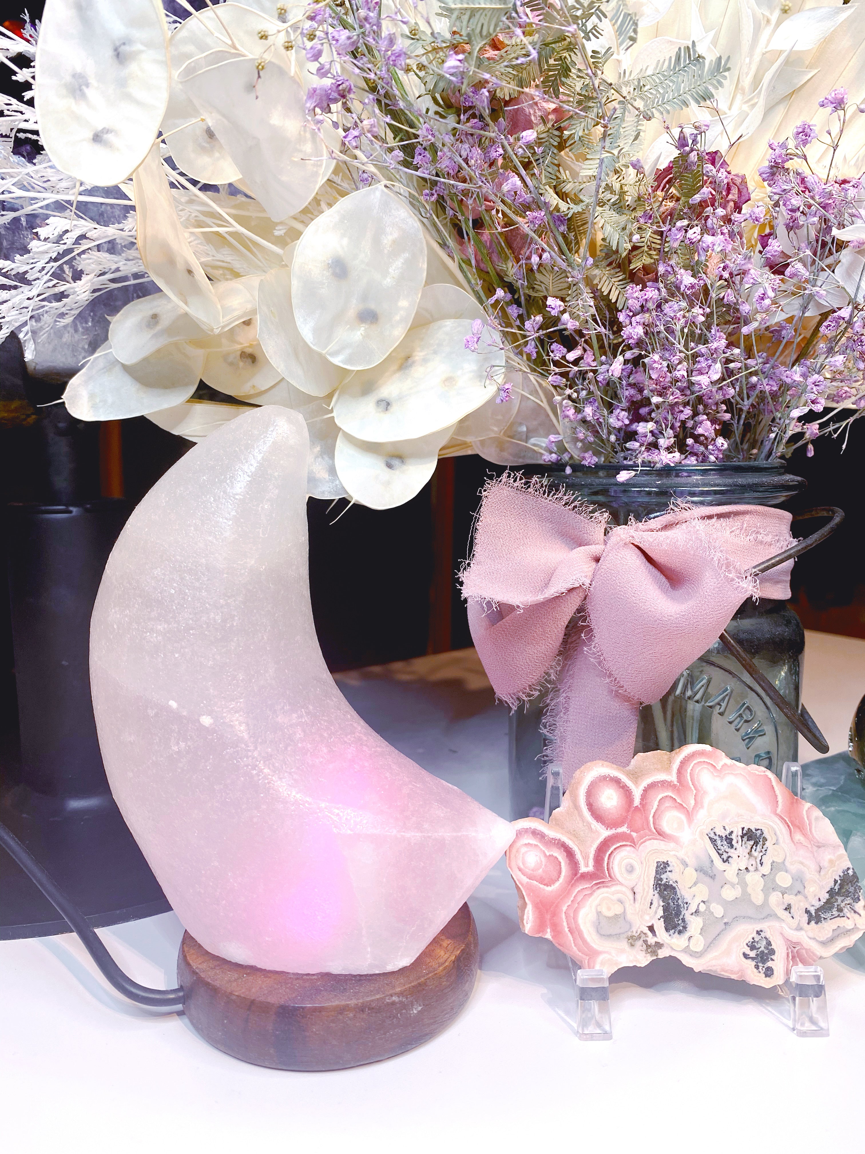 Crescent Moon Salt Lamp - White - Baltic Mermaid