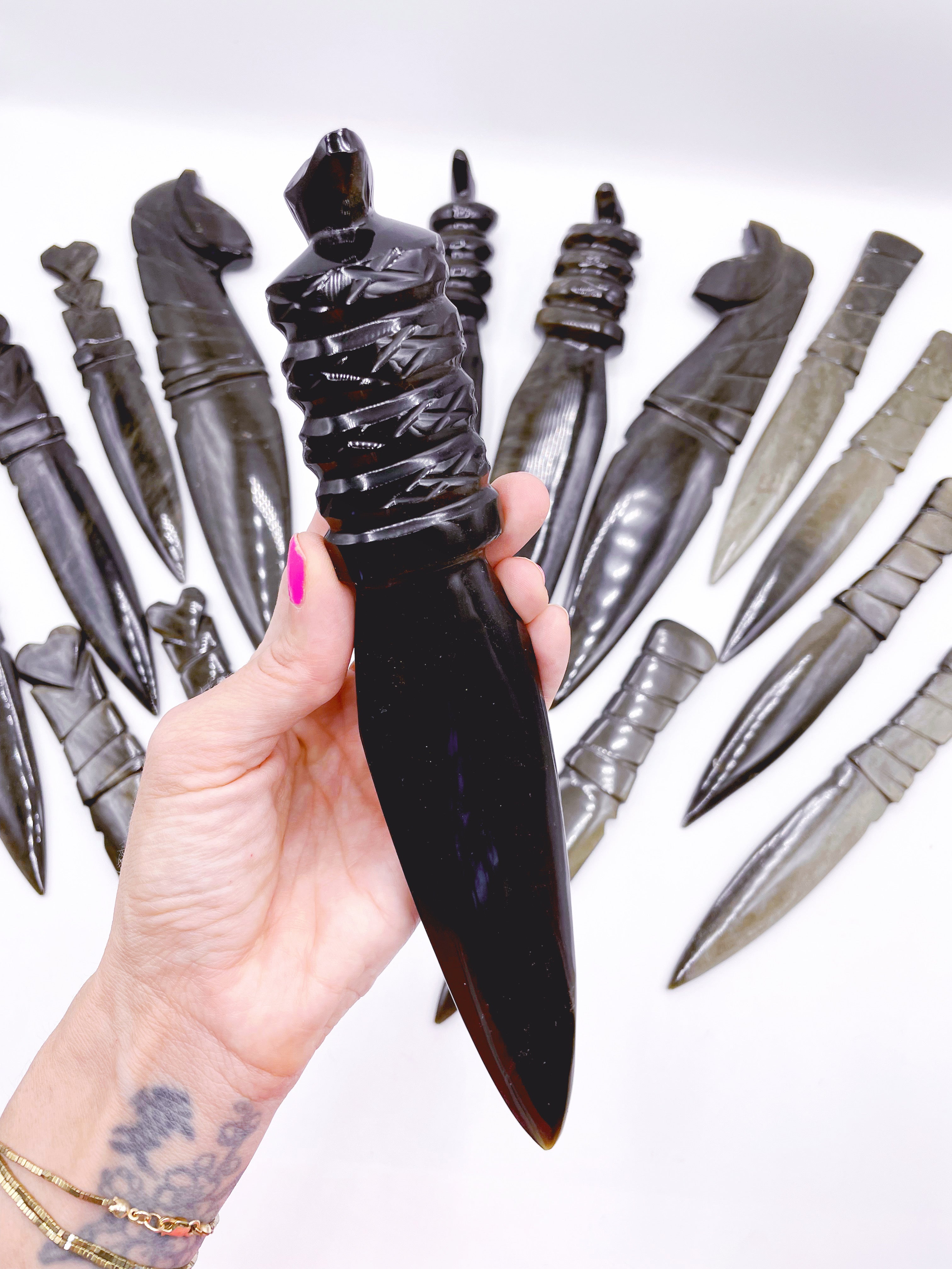 Gold Sheen Obsidian Serpent Dagger - Baltic Mermaid