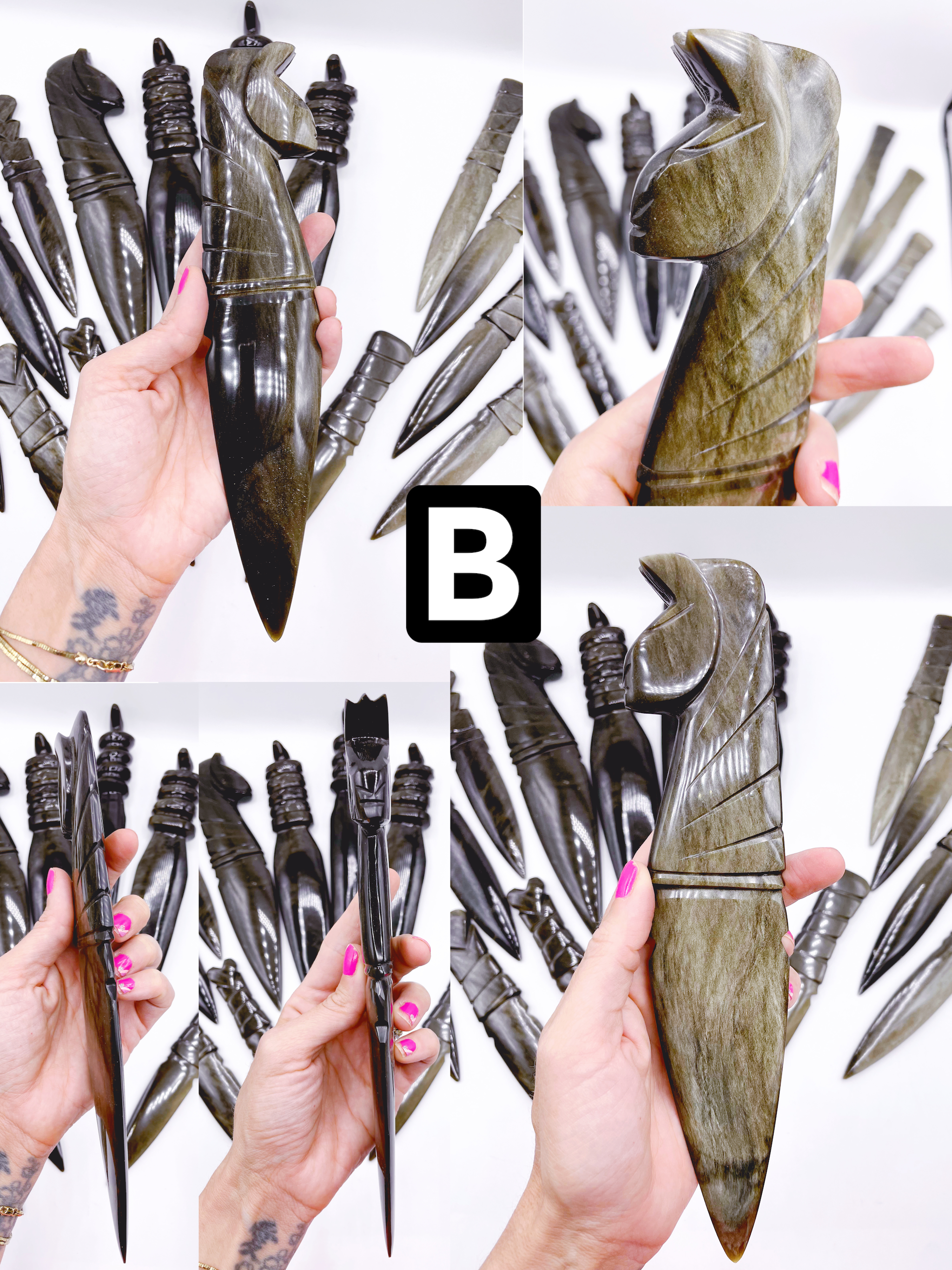 Gold Sheen Obsidian Sphinx Dagger - Baltic Mermaid